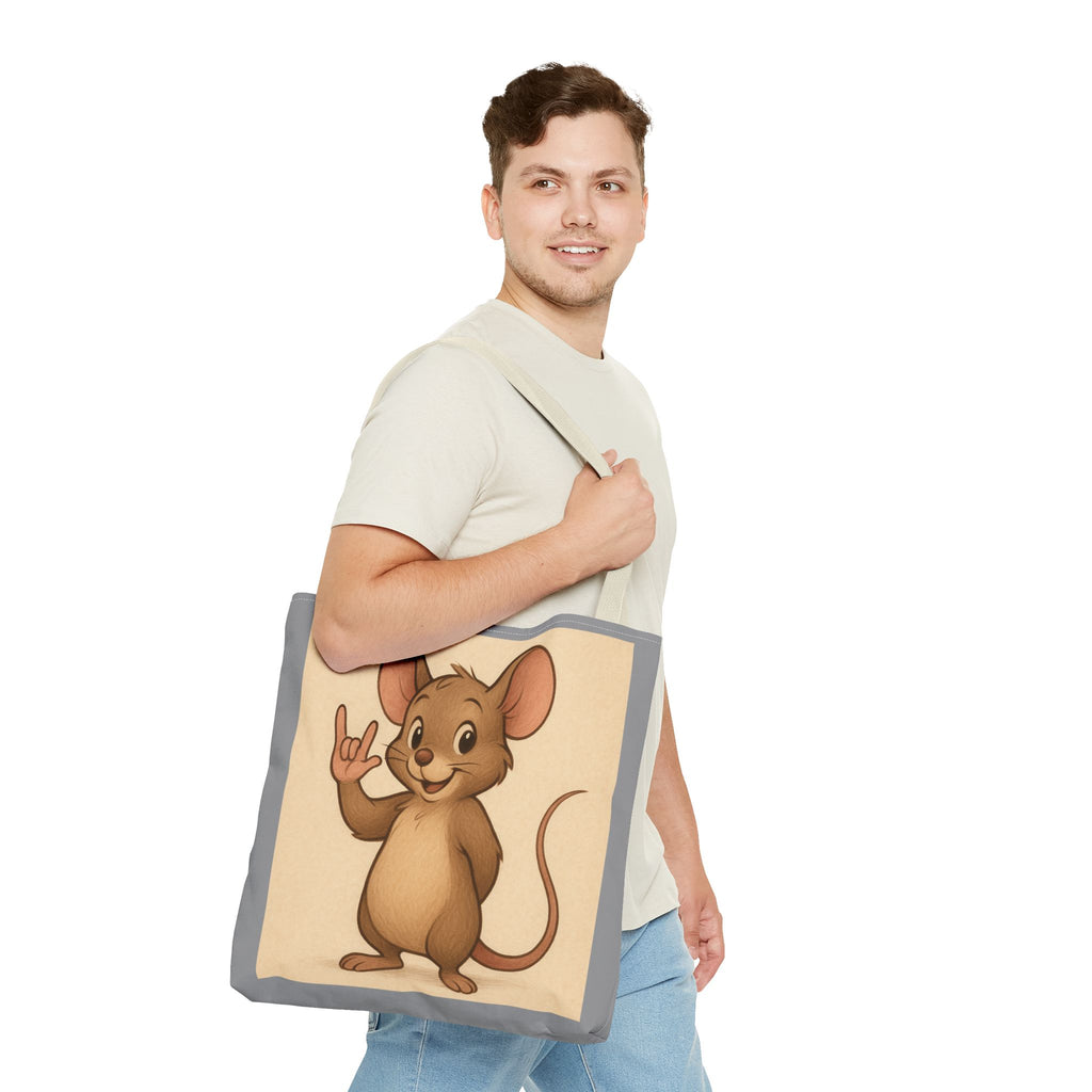 Tote Bag - Mouse I Love You, Cute Animal Print, Carry-All Shoulder Bag, Reusable Shopping Tote, Gift for Animal Lovers, Eco-Friendly Grocery