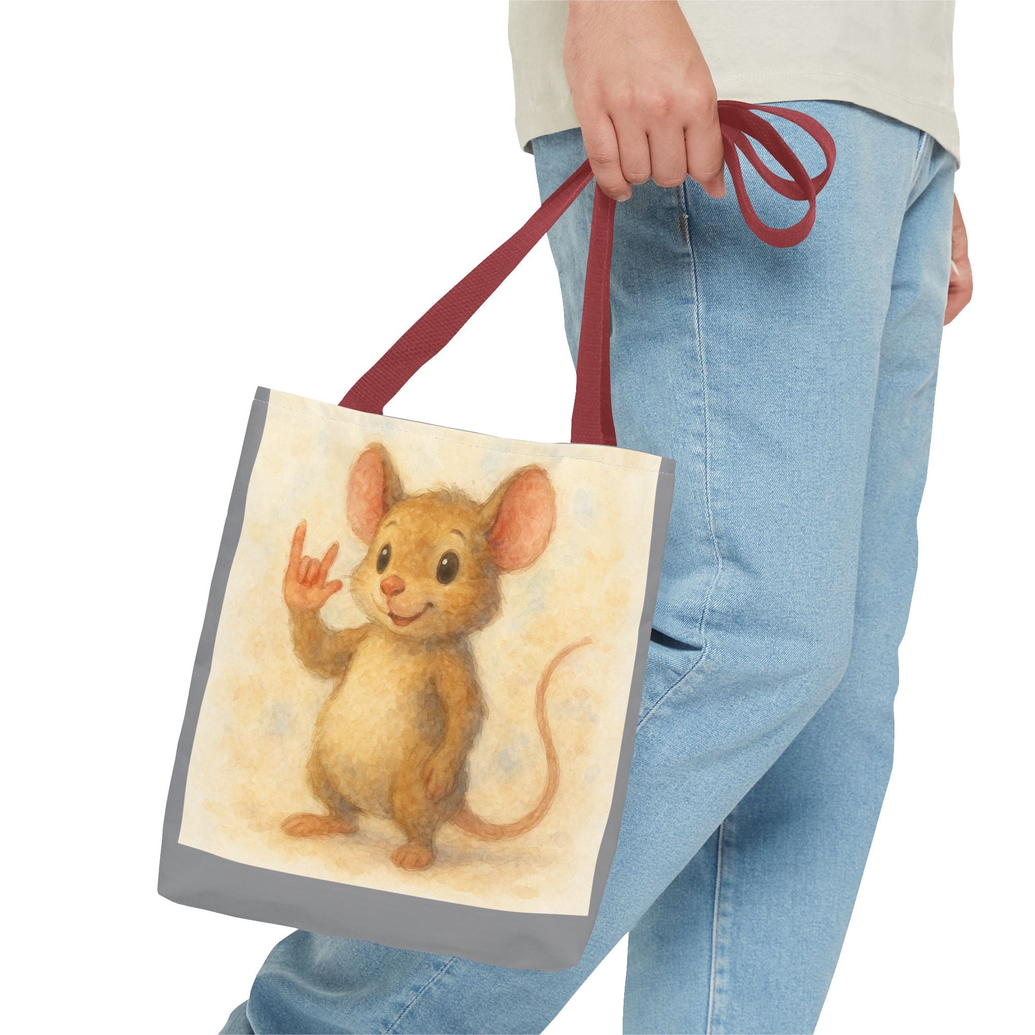 Tote Bag - Mouse 3 I Love You, Cute Animal Print, Carry-All Shoulder Bag, Reusable Shopping Tote, Gift for Animal Lovers