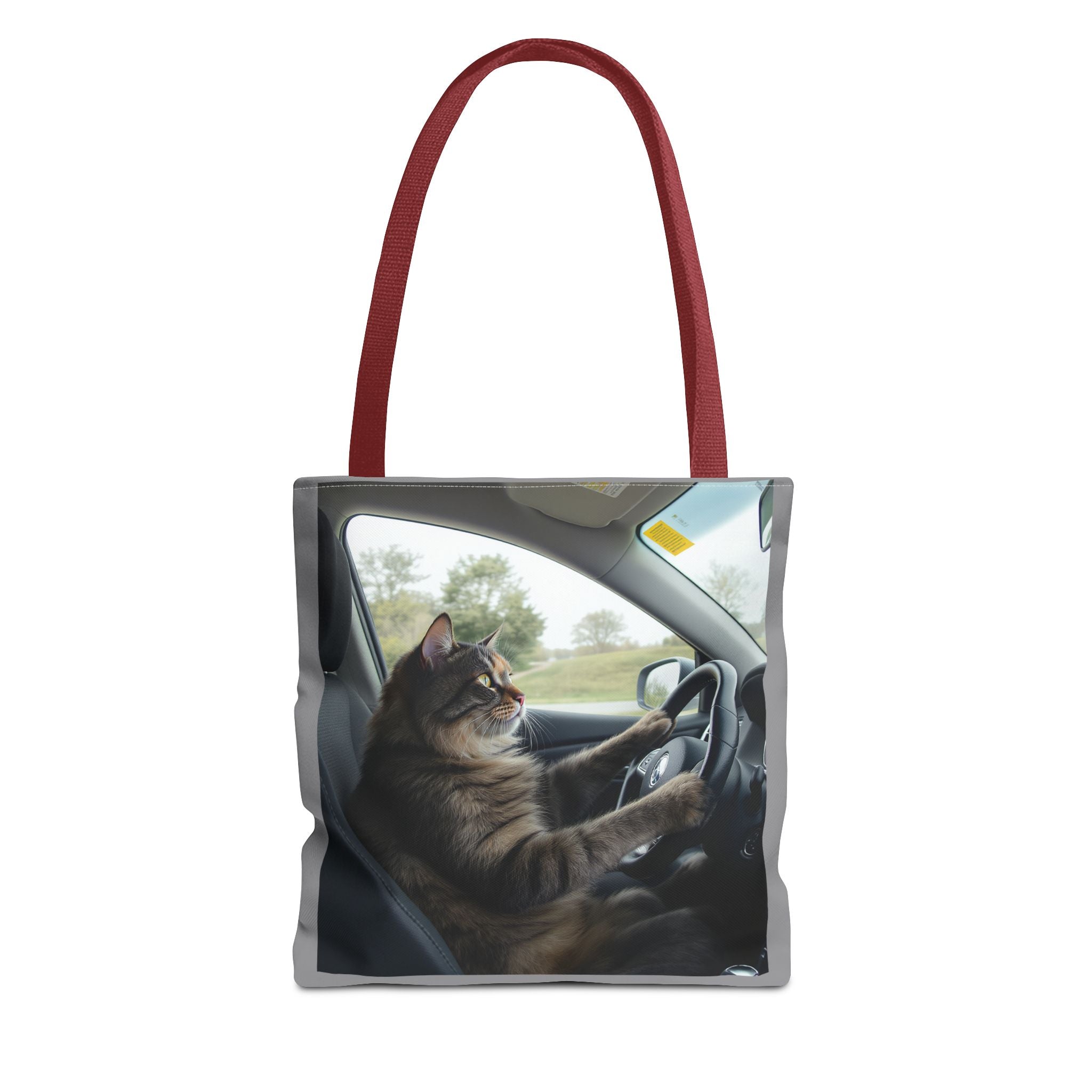 Cat in Car 2 Tote Bag, Cat Lover Gift, Animal Print Grocery Bag, Cute Kitten Shoulder Bag, Cat Lady Purse