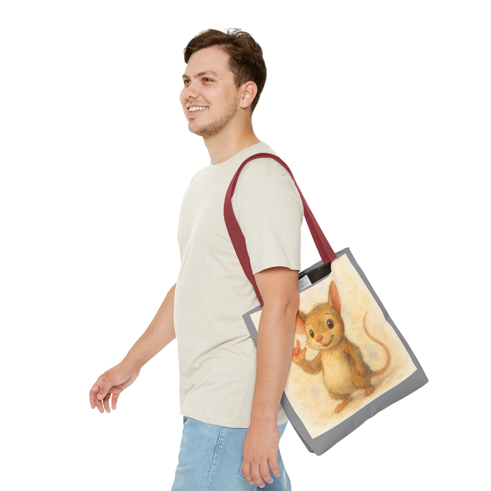 Tote Bag - Mouse 3 I Love You, Cute Animal Print, Carry-All Shoulder Bag, Reusable Shopping Tote, Gift for Animal Lovers