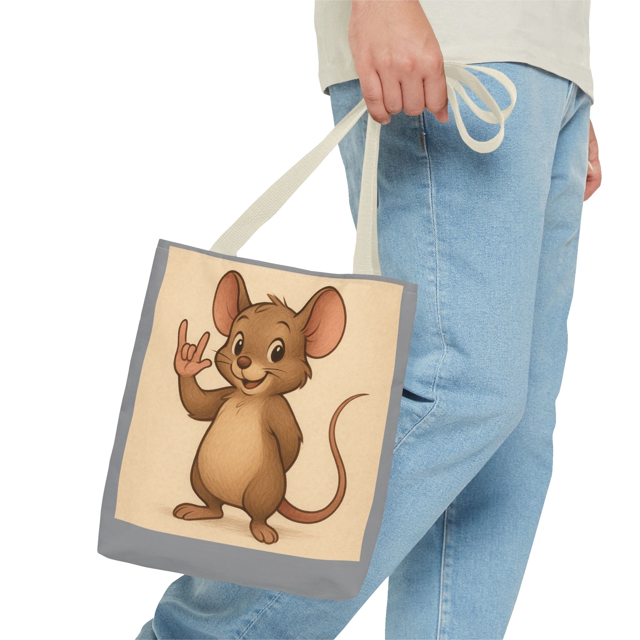 Tote Bag - Mouse I Love You, Cute Animal Print, Carry-All Shoulder Bag, Reusable Shopping Tote, Gift for Animal Lovers, Eco-Friendly Grocery