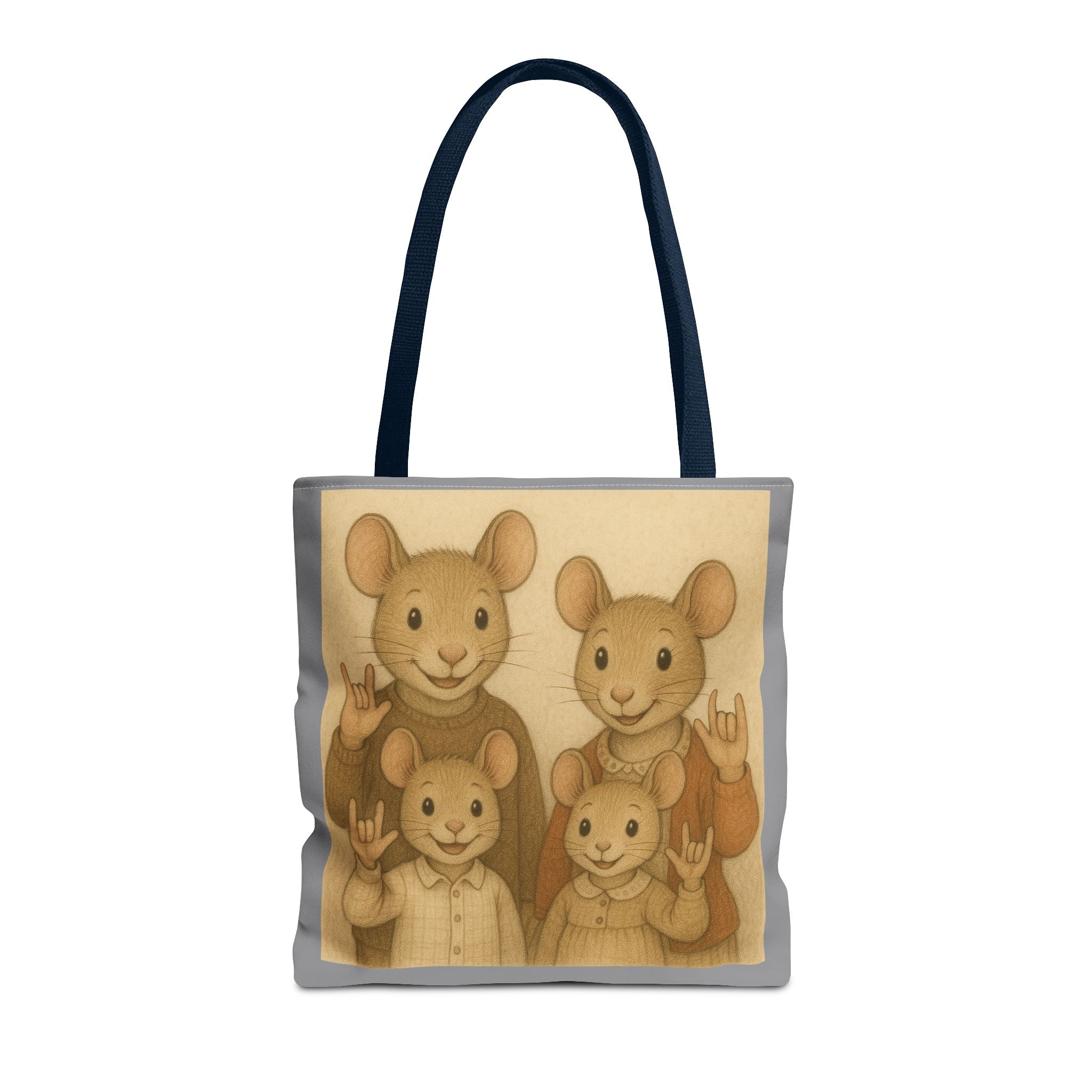 Tote Bag - Mouse Family I Love You, Cute Animal Print, Carry-All Shoulder Bag, Reusable Shopping Tote, Gift for Animal Lovers