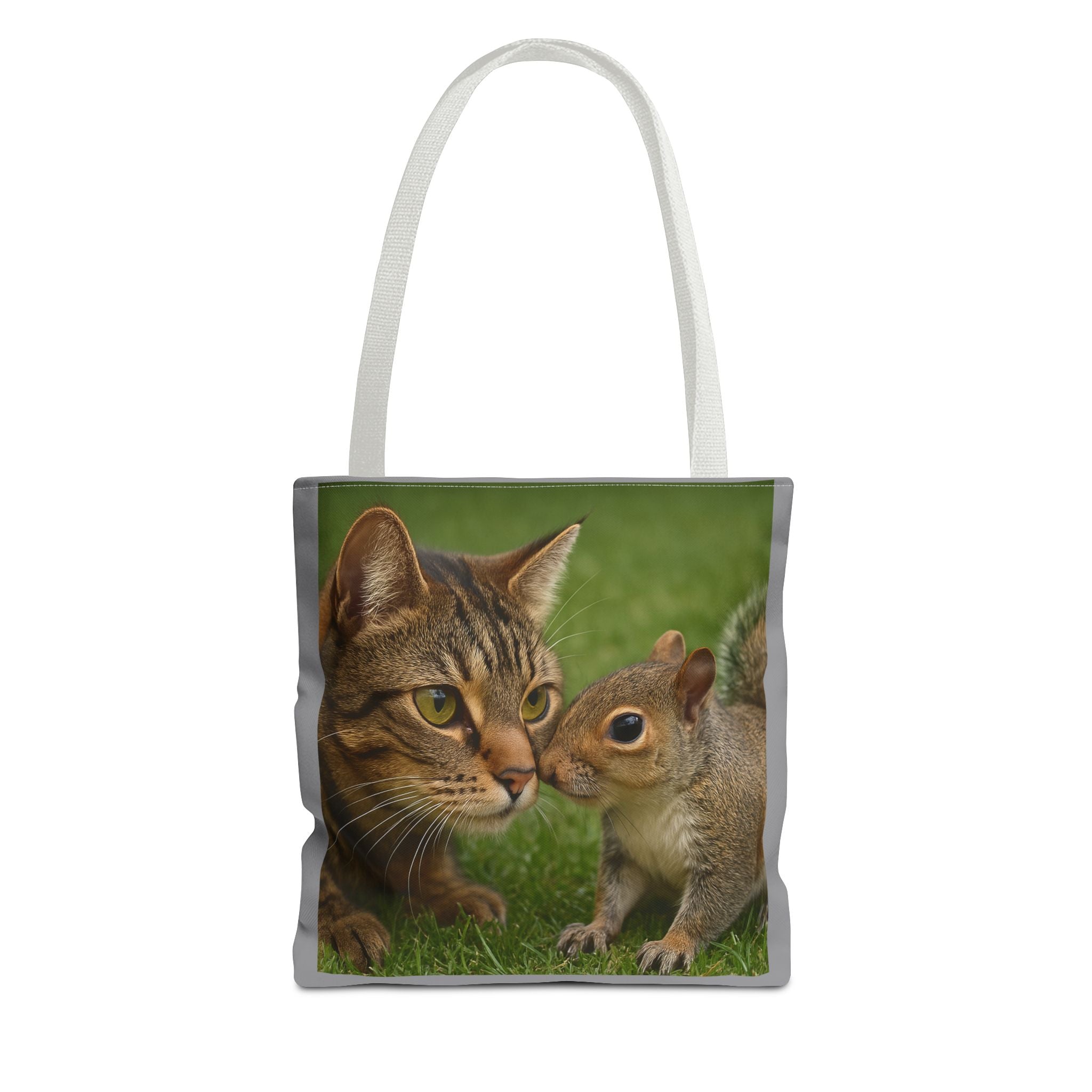 Squirrel and Cat Tote Bag - Cute Animal Print Shopping Bag, Eco-Friendly Reusable Grocery Bag, Gift for Animal Lovers, Nature Tote,