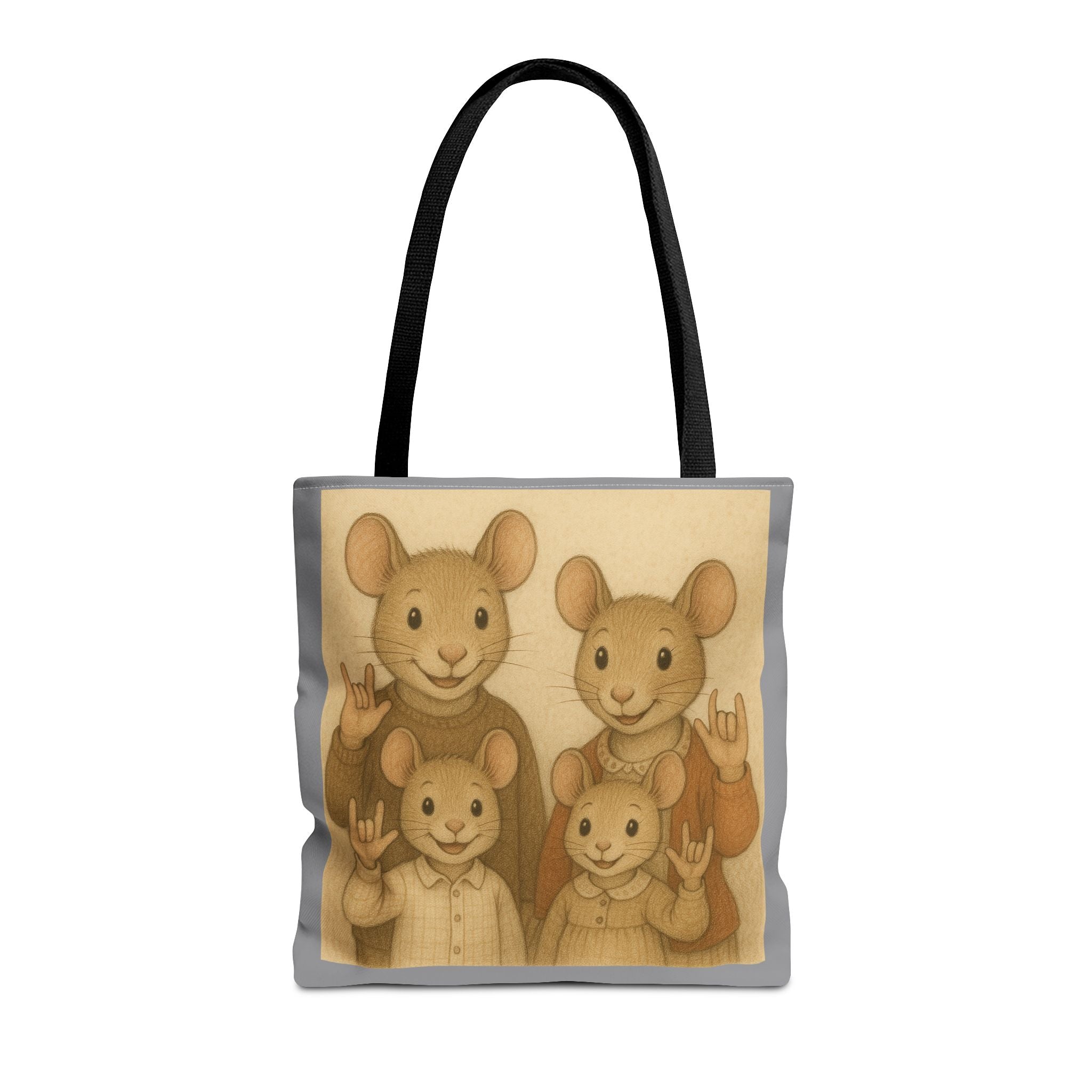 Tote Bag - Mouse Family I Love You, Cute Animal Print, Carry-All Shoulder Bag, Reusable Shopping Tote, Gift for Animal Lovers