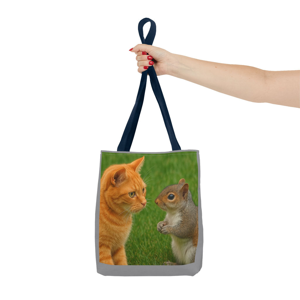 Cat and Squirrel 2 Tote Bag - Cute Animal Print Shopping Bag, Eco-Friendly Reusable Grocery Bag, Gift for Animal Lovers, Nature Tote,