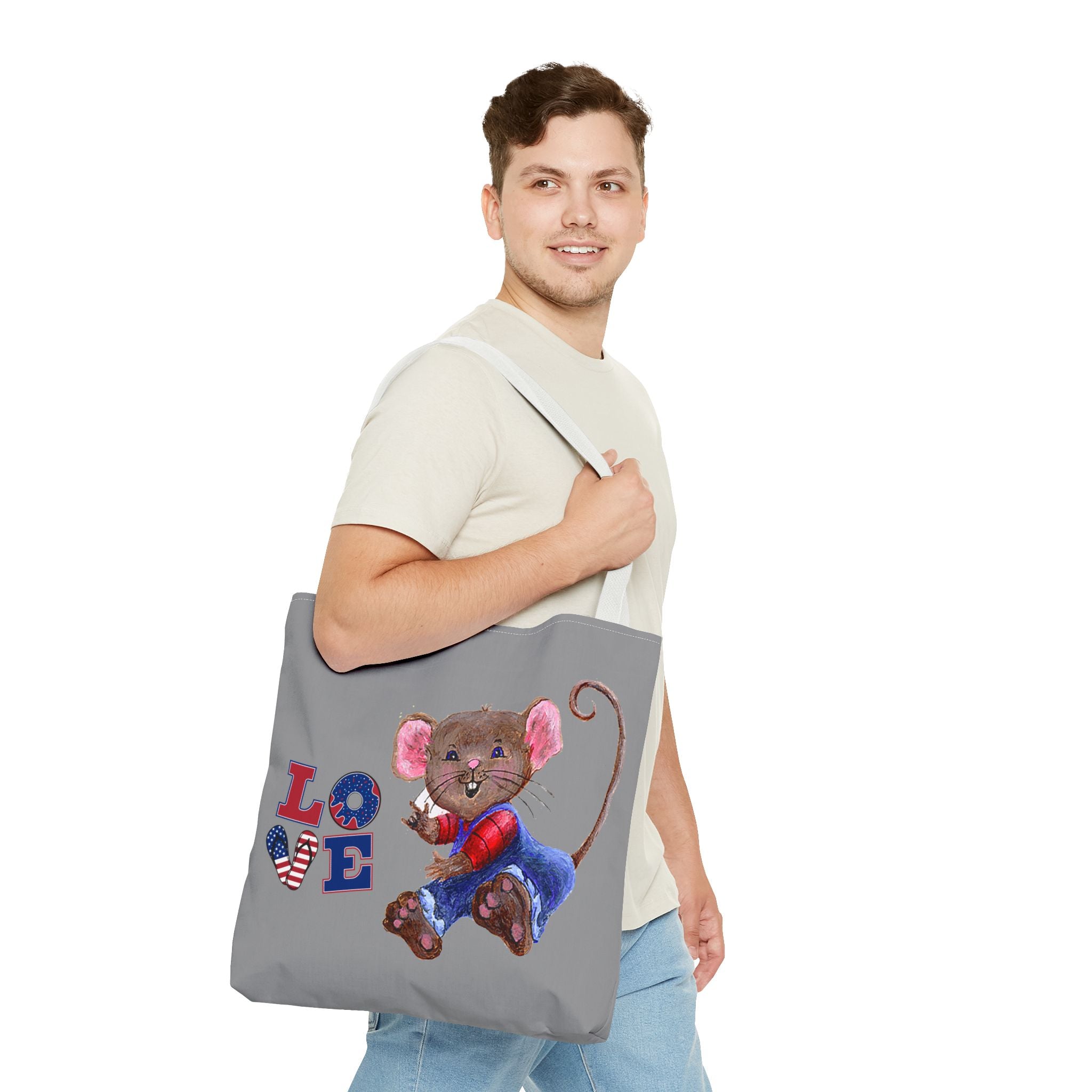 I Love You Mouse Patriotic LOVE Tote Bag | Mouse 2 | All-Over Print