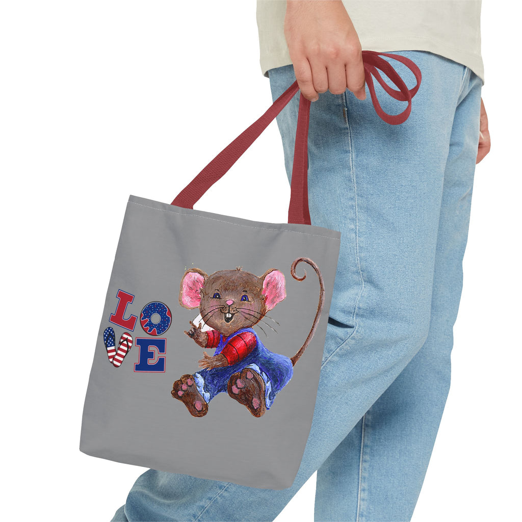 I Love You Mouse Patriotic LOVE Tote Bag | Mouse 2 | All-Over Print