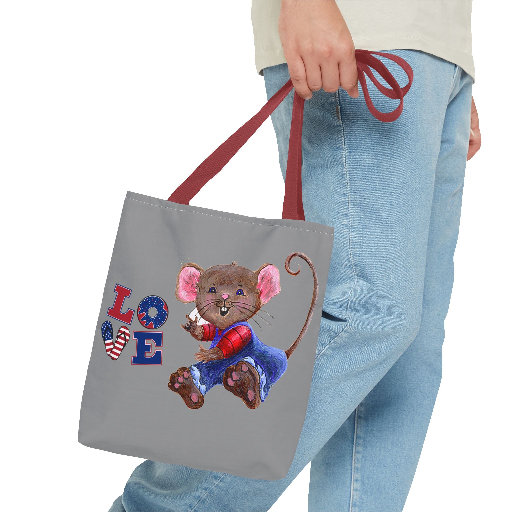 I Love You Mouse Patriotic LOVE Tote Bag | Mouse 2 | All-Over Print