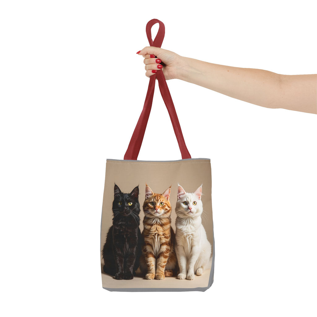 Tote Bag - Three Sitting Cats, Carry-All Shoulder Bag, Reusable Shopping Tote, Gift for Animal Lovers