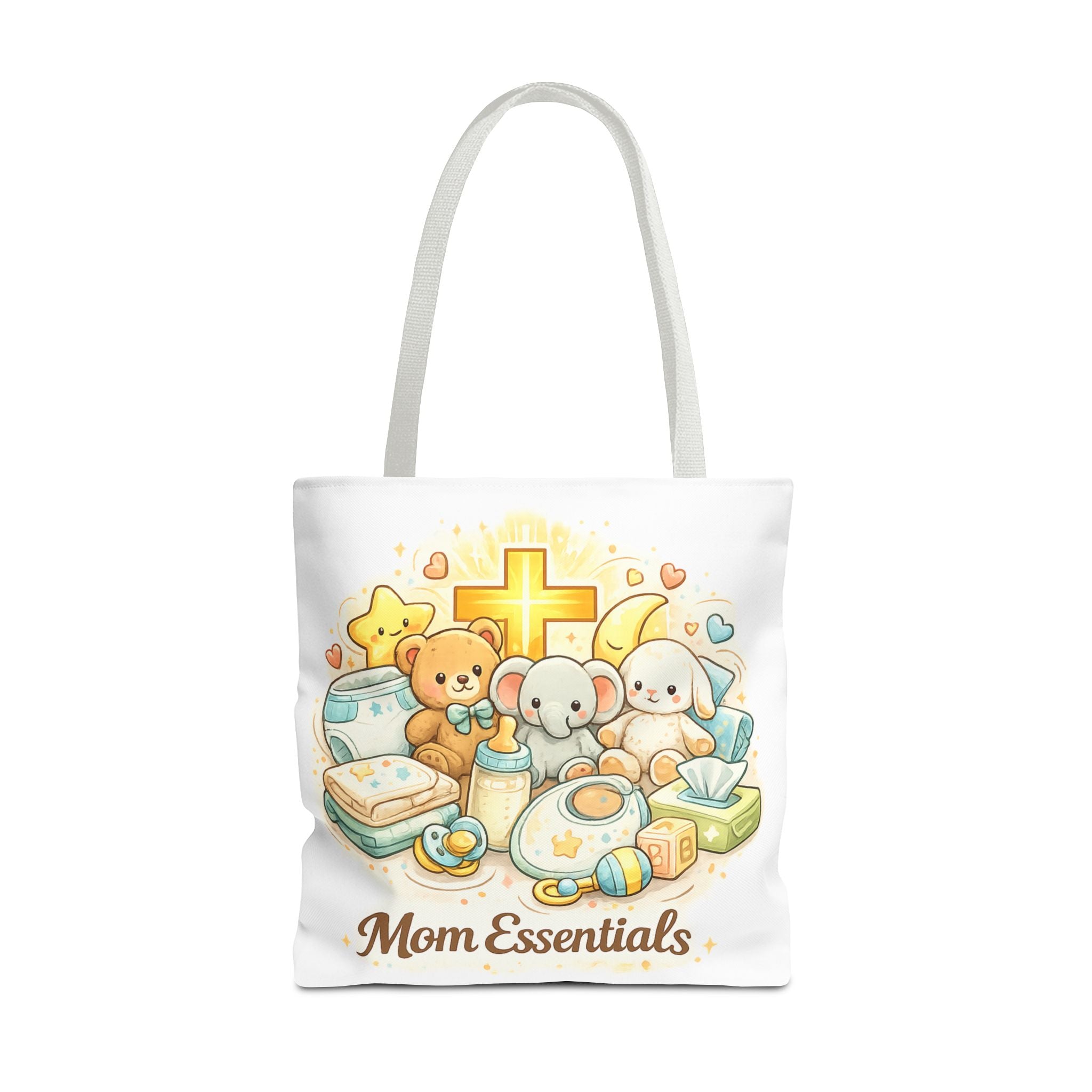 Mom Essentials White Tote Bag | All-Over Print Tote