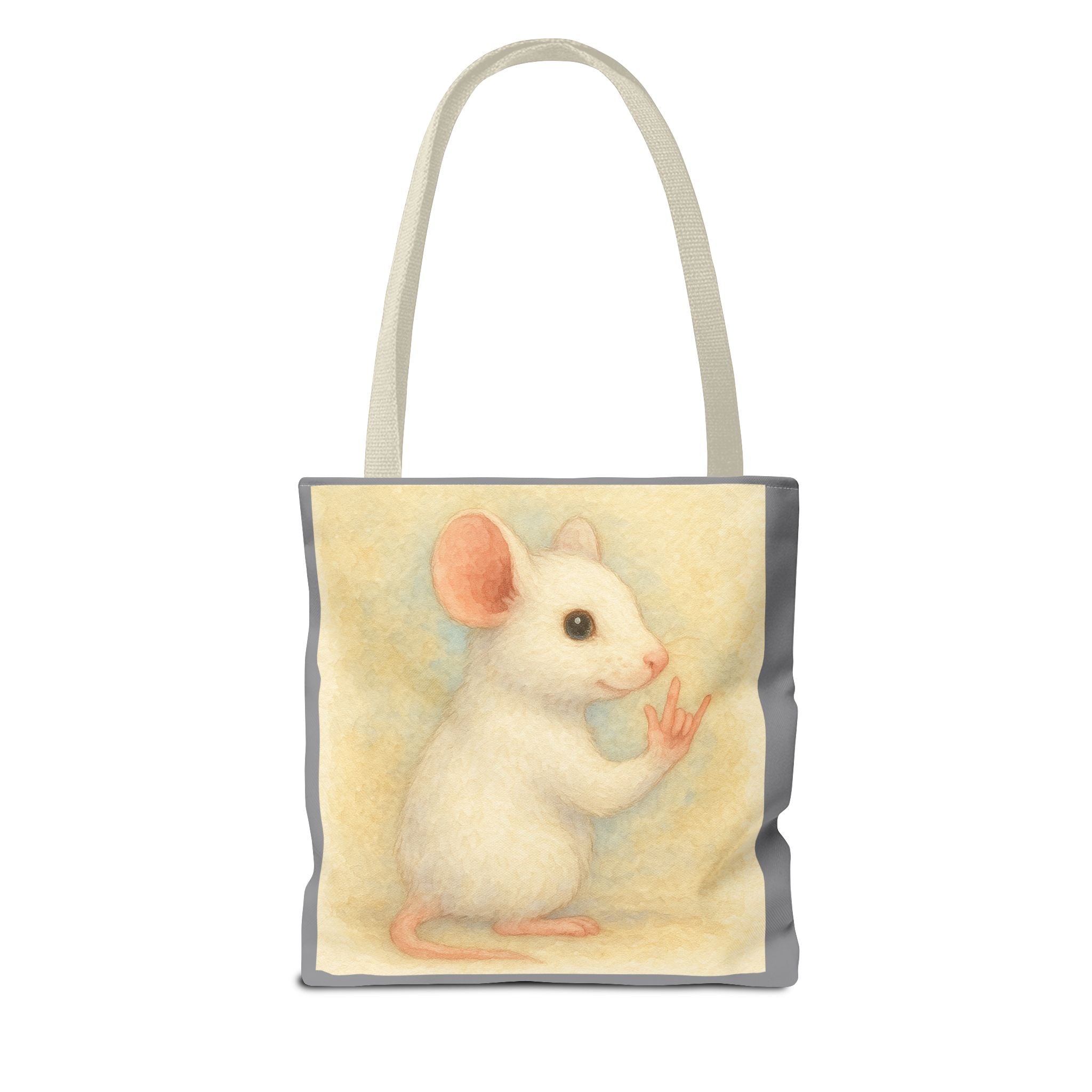 Tote Bag - White Mouse I Love You, Cute Animal Print, Carry-All Shoulder Bag, Reusable Shopping Tote, Gift for Animal Lovers