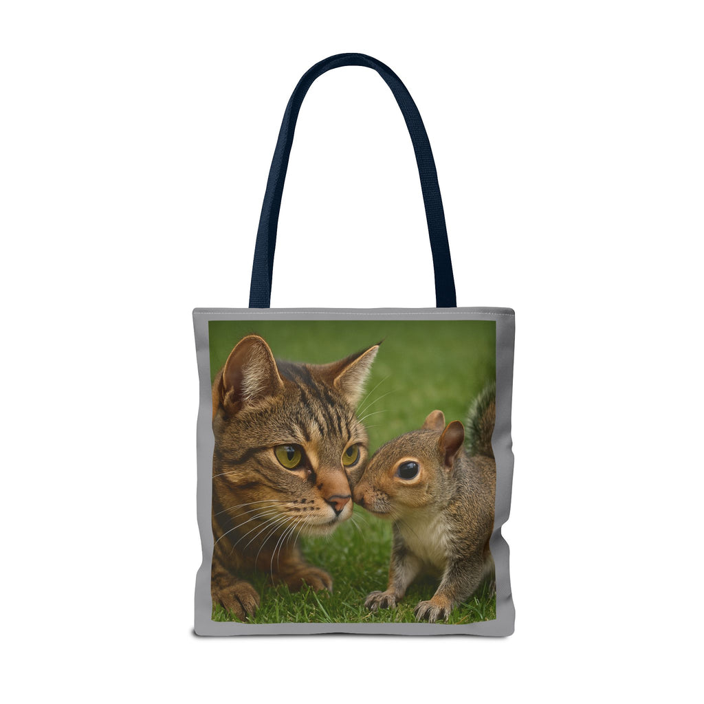 Squirrel and Cat Tote Bag - Cute Animal Print Shopping Bag, Eco-Friendly Reusable Grocery Bag, Gift for Animal Lovers, Nature Tote,