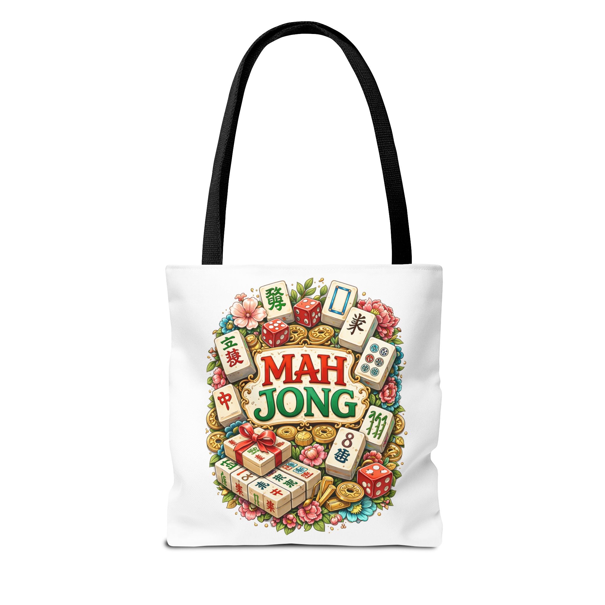 Personalize White Mahjong Tiles Tote Bag | All-Over Print Tote