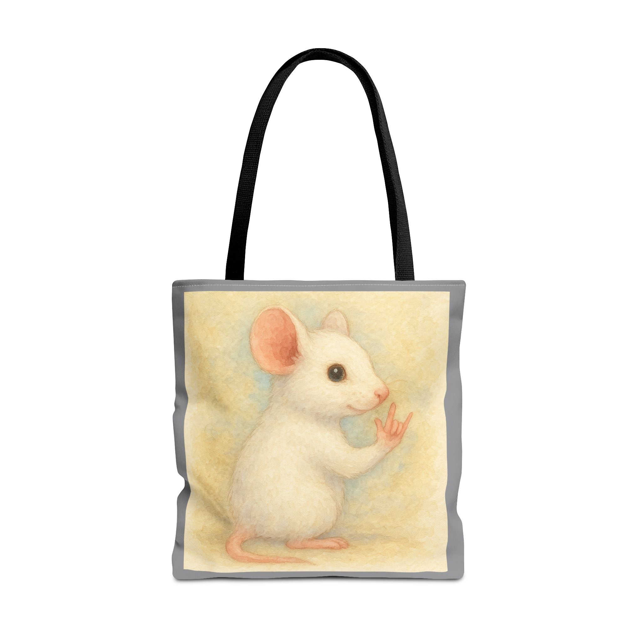 Tote Bag - White Mouse I Love You, Cute Animal Print, Carry-All Shoulder Bag, Reusable Shopping Tote, Gift for Animal Lovers