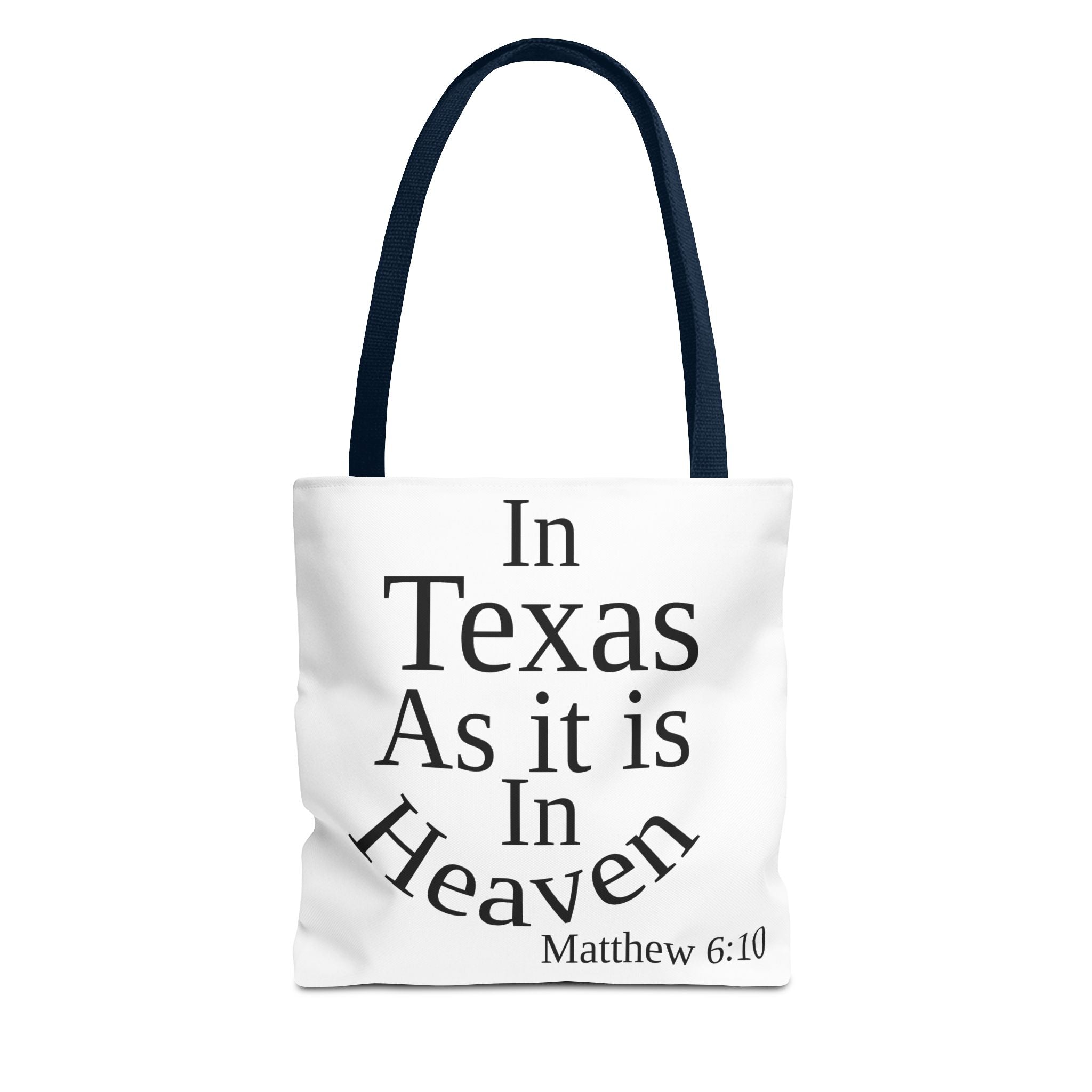 Personalized White Matthew 6:10 Bible Verse Tote Bag, City Or State | Market Grocery Craft Festival Outing, Lightweight Sturdy Polyester