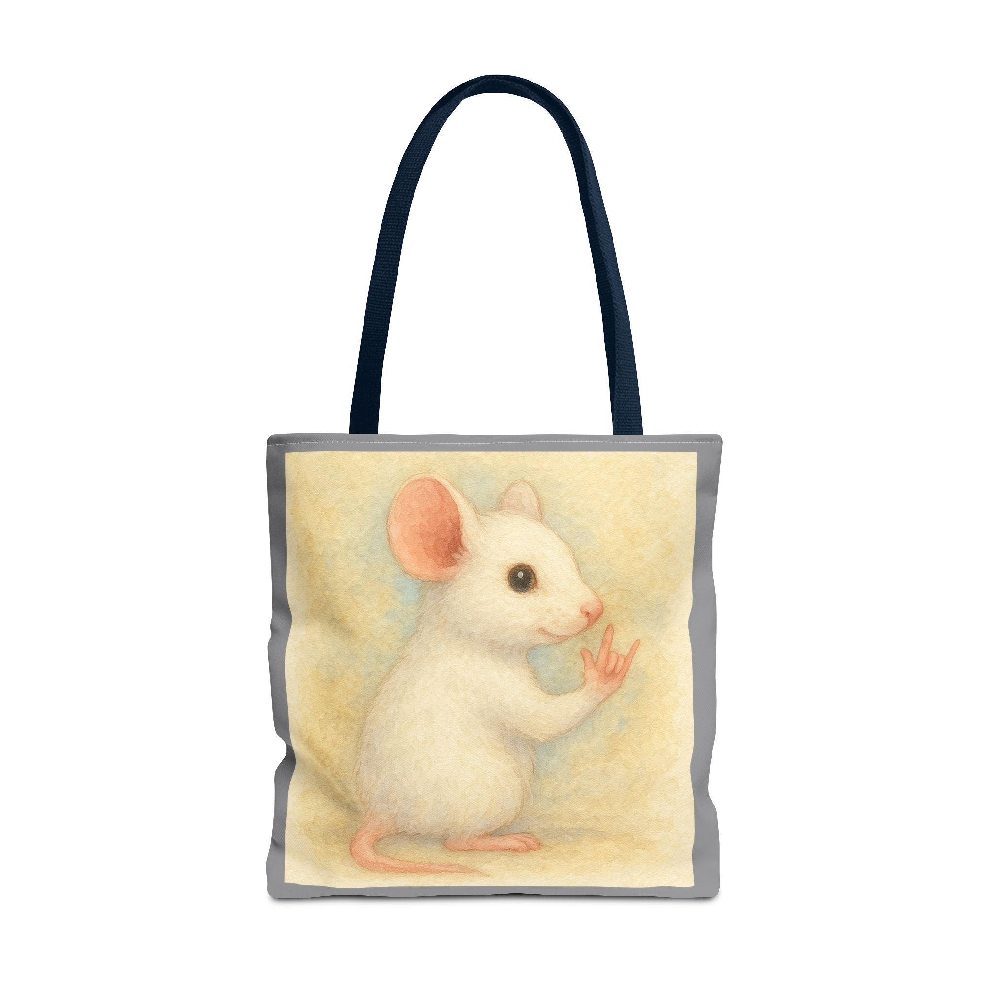 Tote Bag - White Mouse I Love You, Cute Animal Print, Carry-All Shoulder Bag, Reusable Shopping Tote, Gift for Animal Lovers