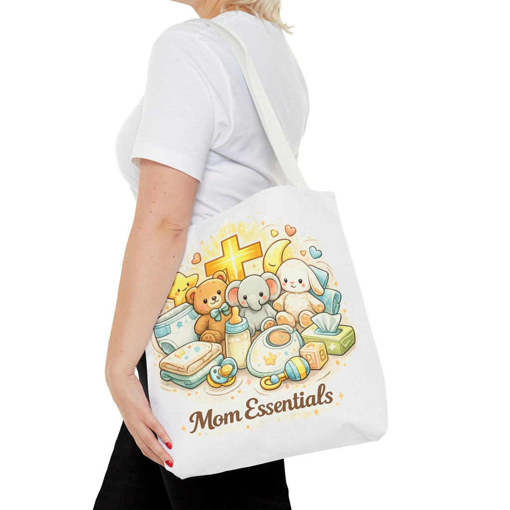 Mom Essentials White Tote Bag | All-Over Print Tote