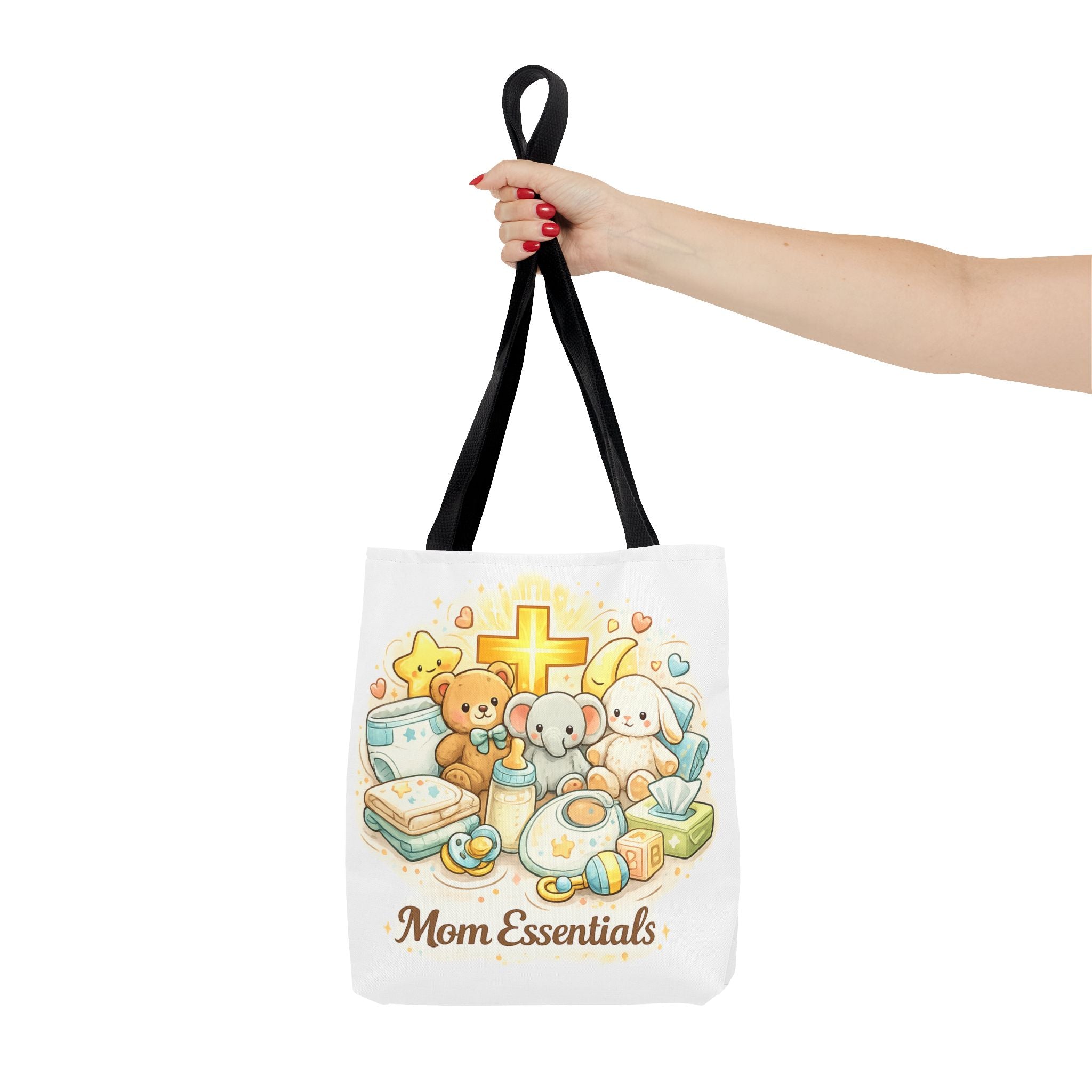 Mom Essentials White Tote Bag | All-Over Print Tote