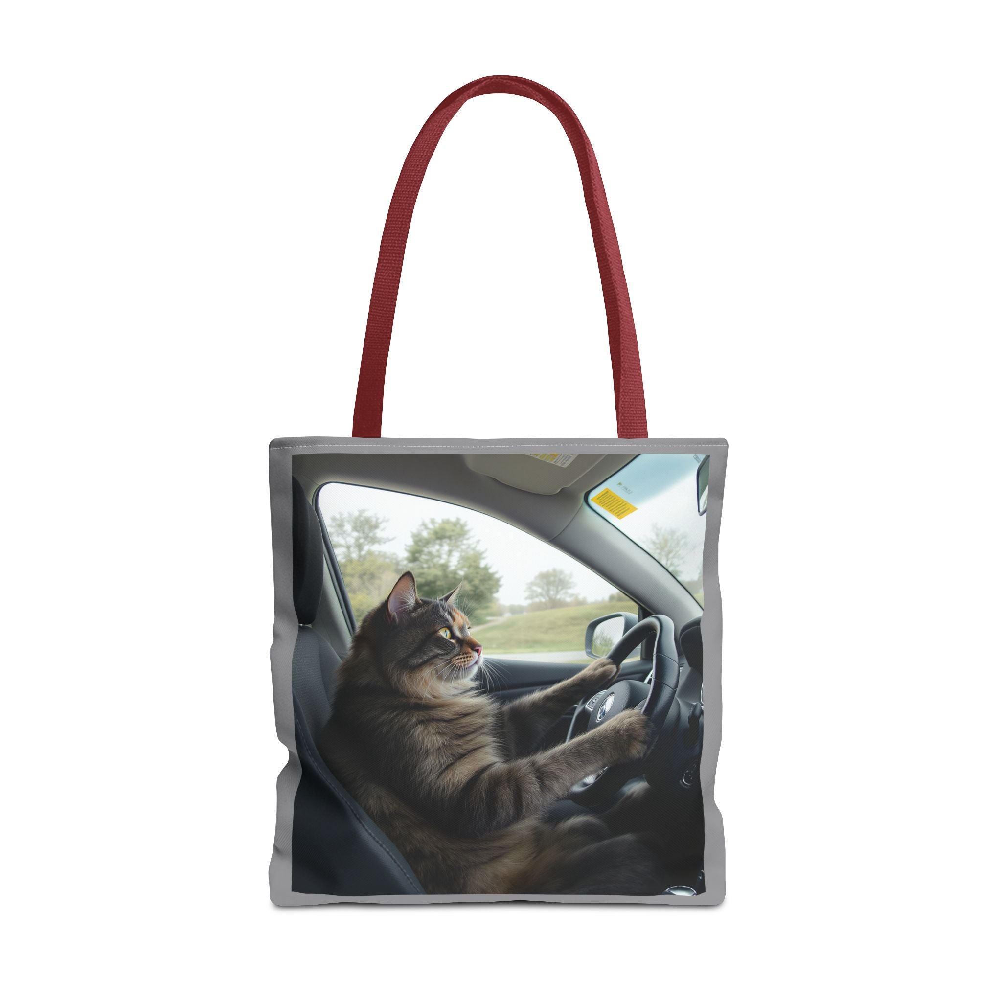 Cat in Car 2 Tote Bag, Cat Lover Gift, Animal Print Grocery Bag, Cute Kitten Shoulder Bag, Cat Lady Purse