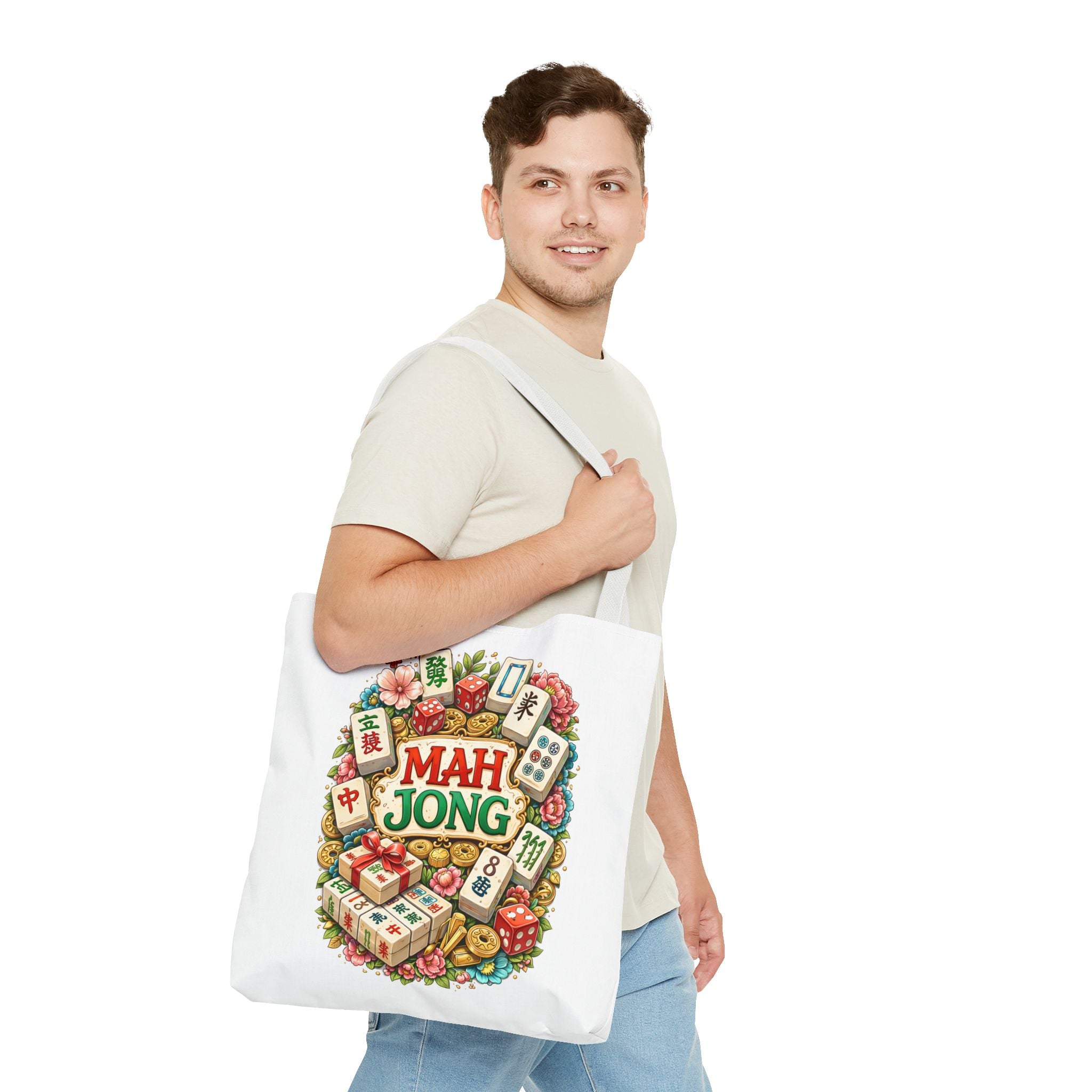 White Mahjong Tiles Tote Bag | All-Over Print Tote