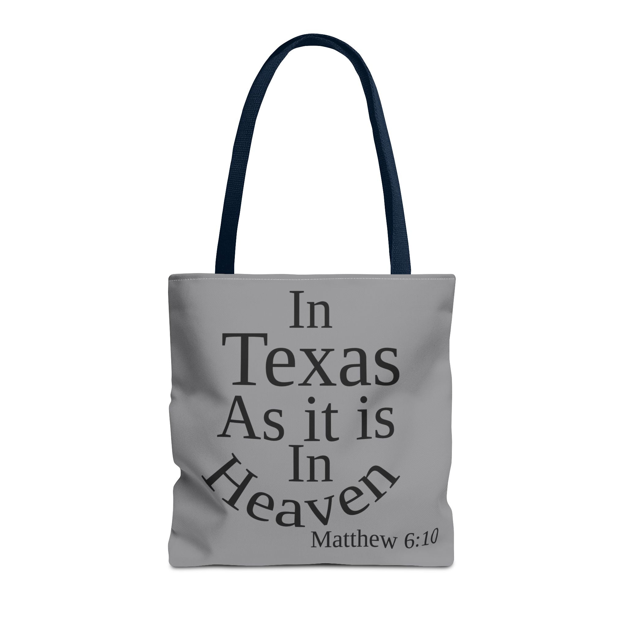 Personalized Grey Matthew 6:10 Bible Verse Tote Bag, City Or State | Market Grocery Book Craft Festival Outing, Lightweight Sturdy Polyester