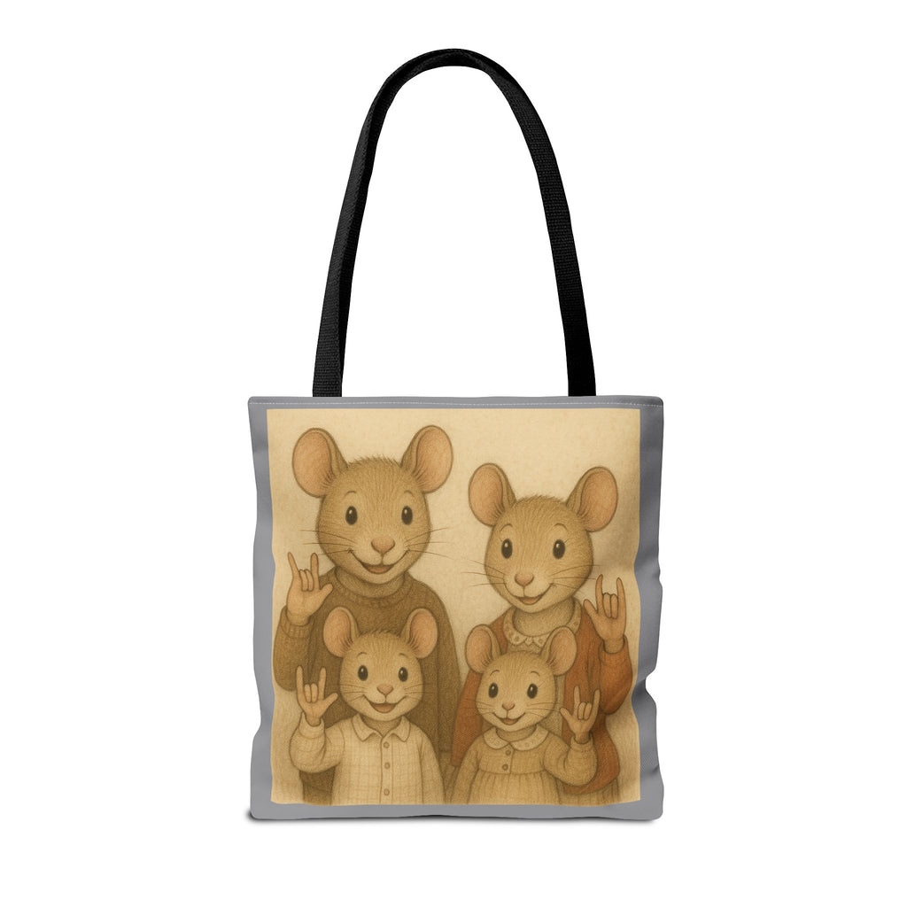 Tote Bag - Mouse Family I Love You, Cute Animal Print, Carry-All Shoulder Bag, Reusable Shopping Tote, Gift for Animal Lovers