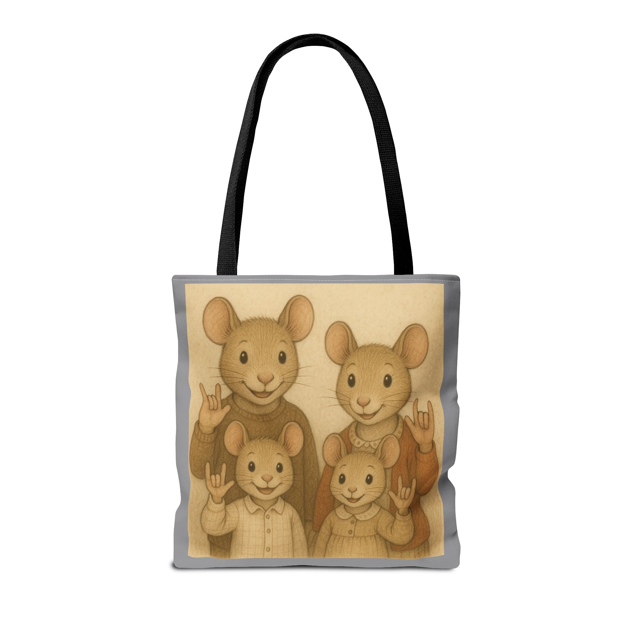 Tote Bag - Mouse Family I Love You, Cute Animal Print, Carry-All Shoulder Bag, Reusable Shopping Tote, Gift for Animal Lovers