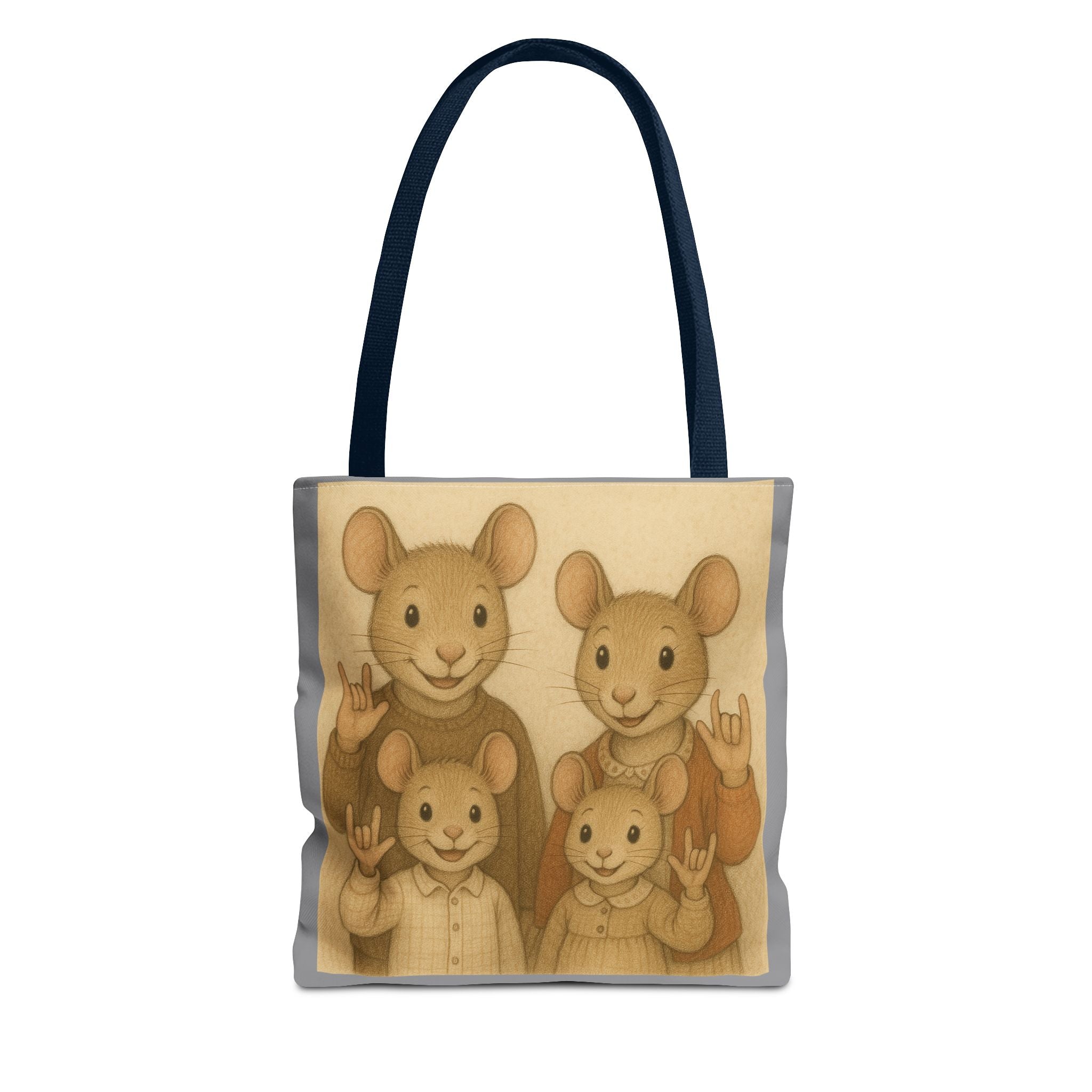 Tote Bag - Mouse Family I Love You, Cute Animal Print, Carry-All Shoulder Bag, Reusable Shopping Tote, Gift for Animal Lovers