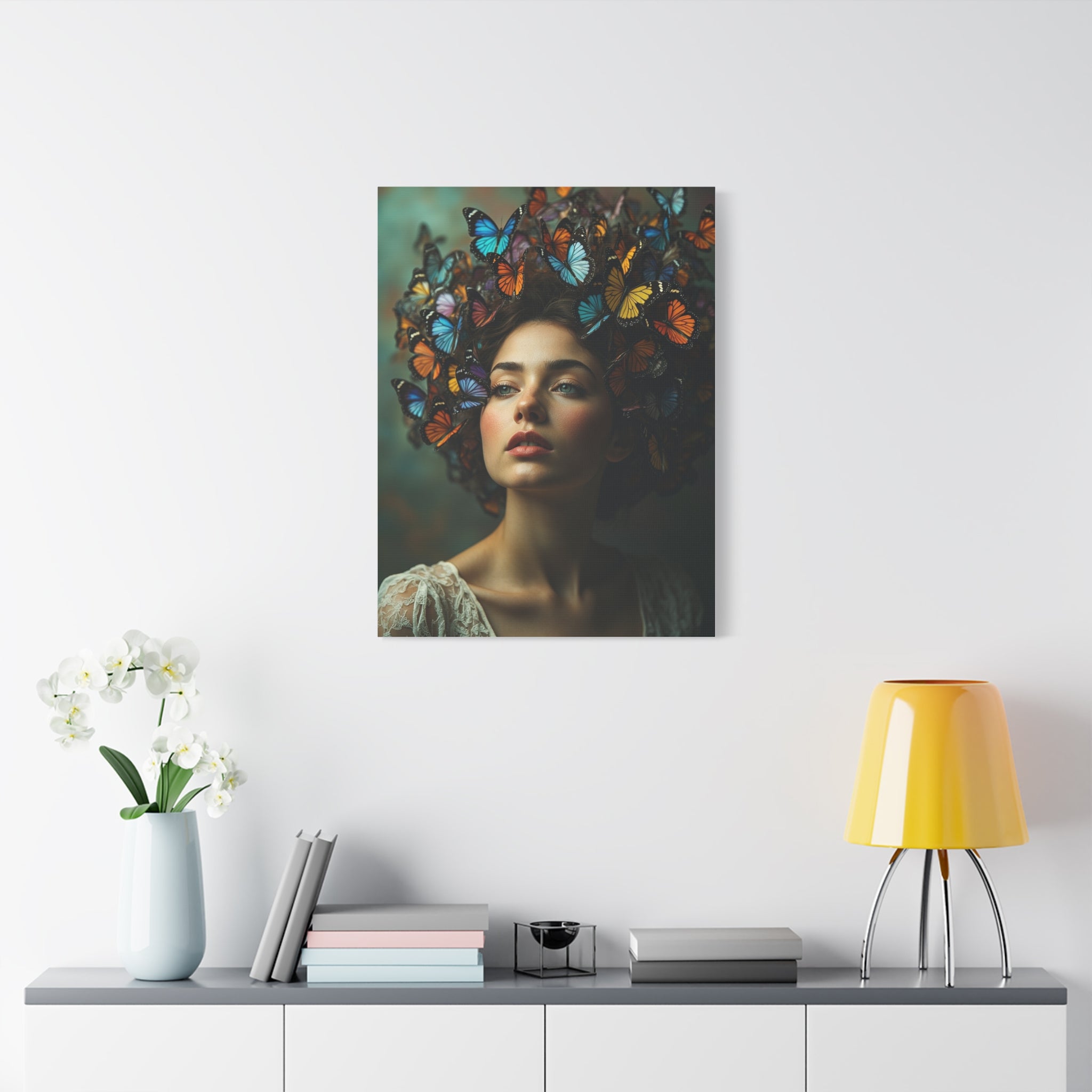 Stretched Canvas, Butterfly Hair Wall Art, Butterfly Lover Gift, Matte Canvas Print, Butterfly Decor, Nature Artwork