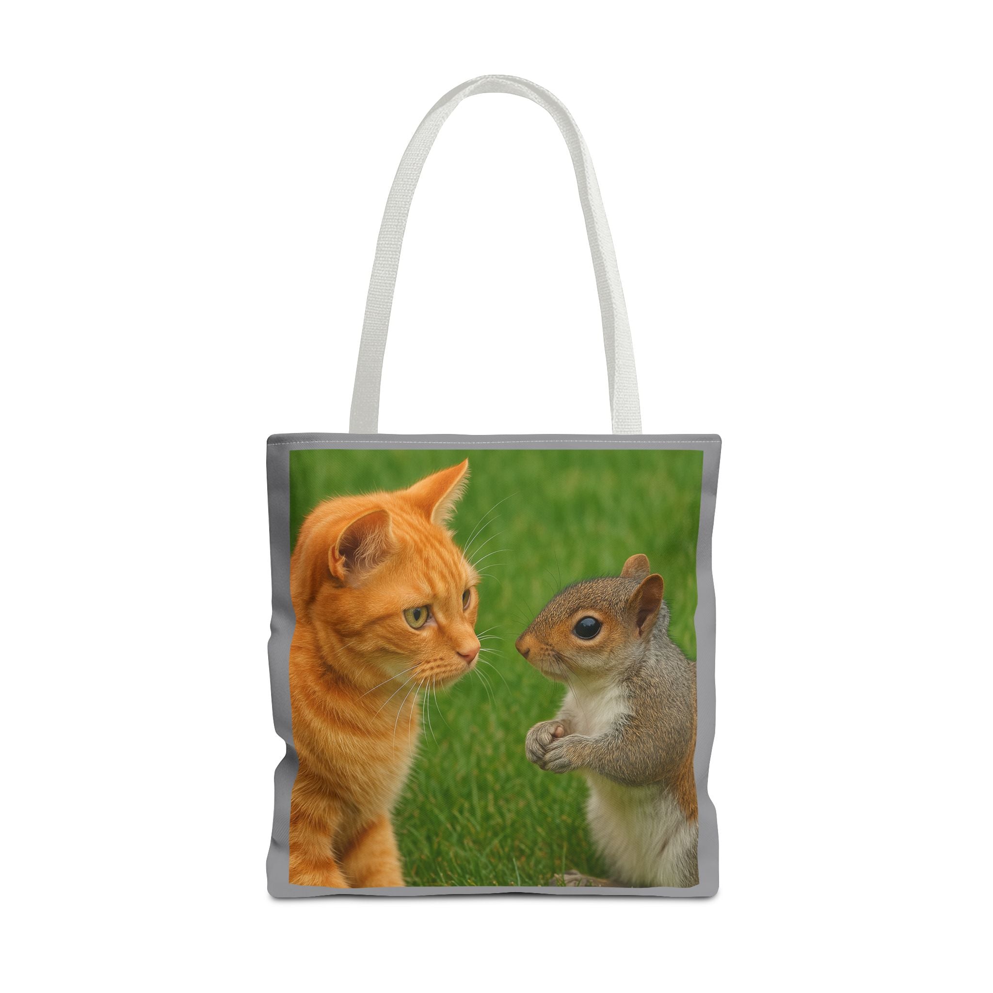 Cat and Squirrel 2 Tote Bag - Cute Animal Print Shopping Bag, Eco-Friendly Reusable Grocery Bag, Gift for Animal Lovers, Nature Tote,