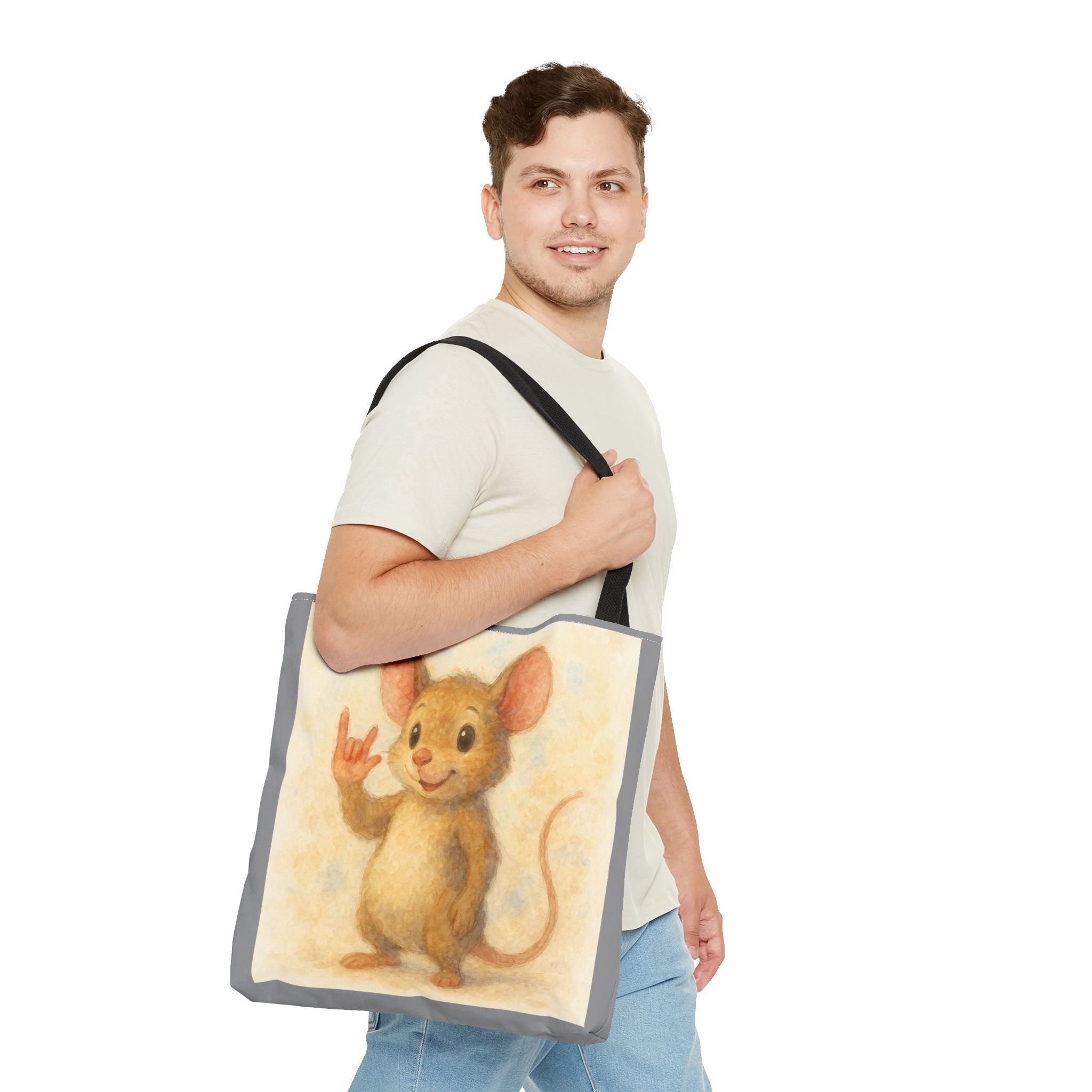 Tote Bag - Mouse 3 I Love You, Cute Animal Print, Carry-All Shoulder Bag, Reusable Shopping Tote, Gift for Animal Lovers