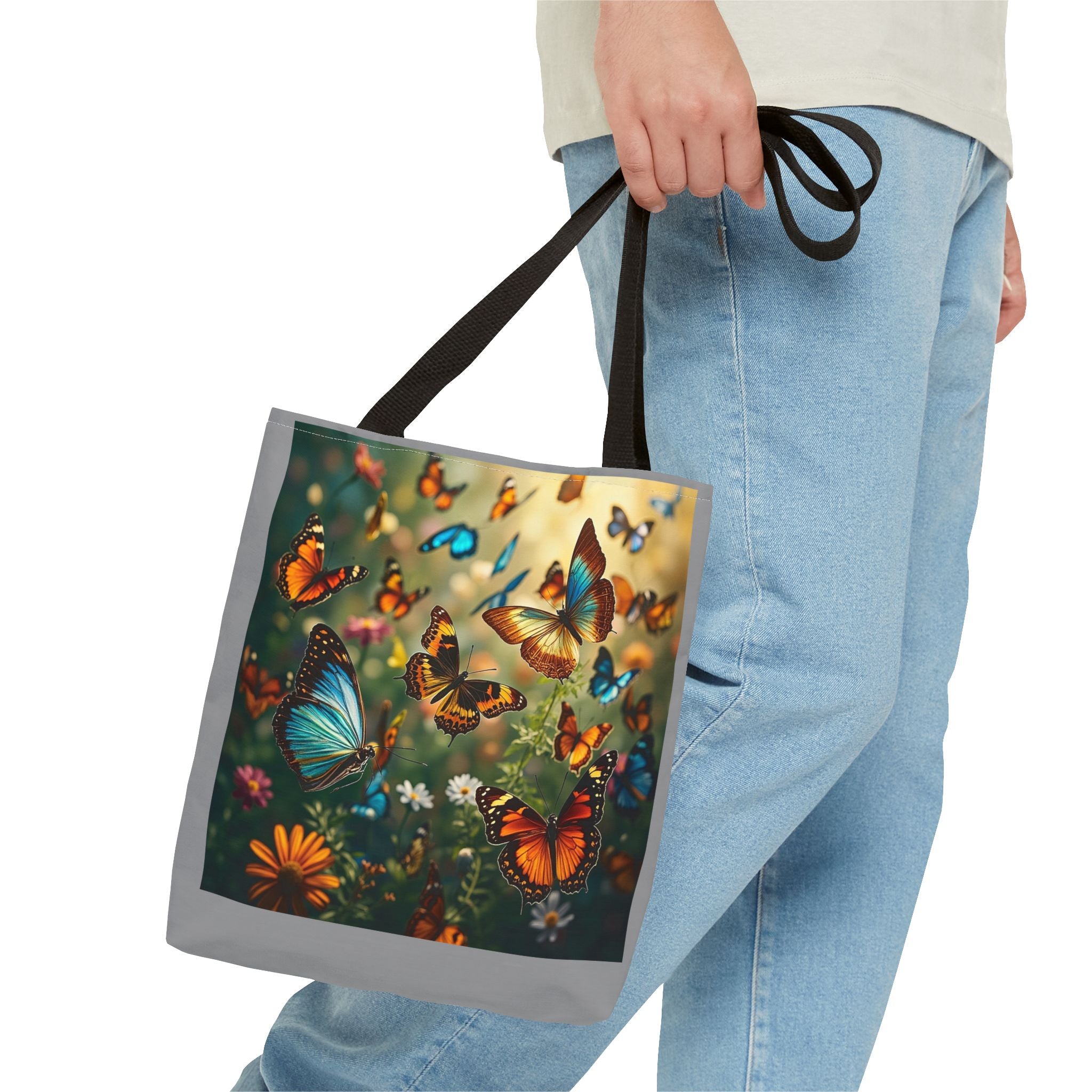 Butterfly Swam 2 Tote Bag - Floral Nature Garden Shopping Bag, Reusable Canvas Handbag, Eco-Friendly Market Tote, Gift for Her, Spring