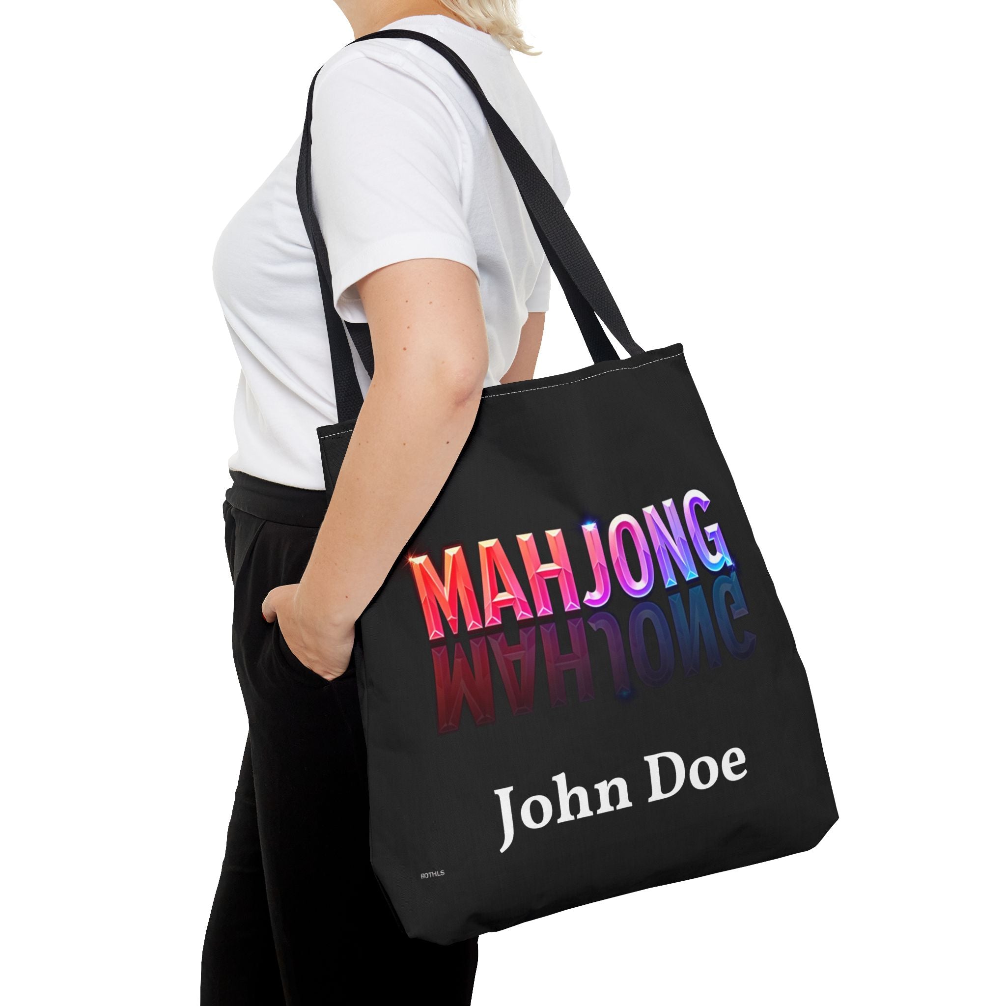 Personalize Black Mahjong Tiles Tote Bag | All-Over Print Tote