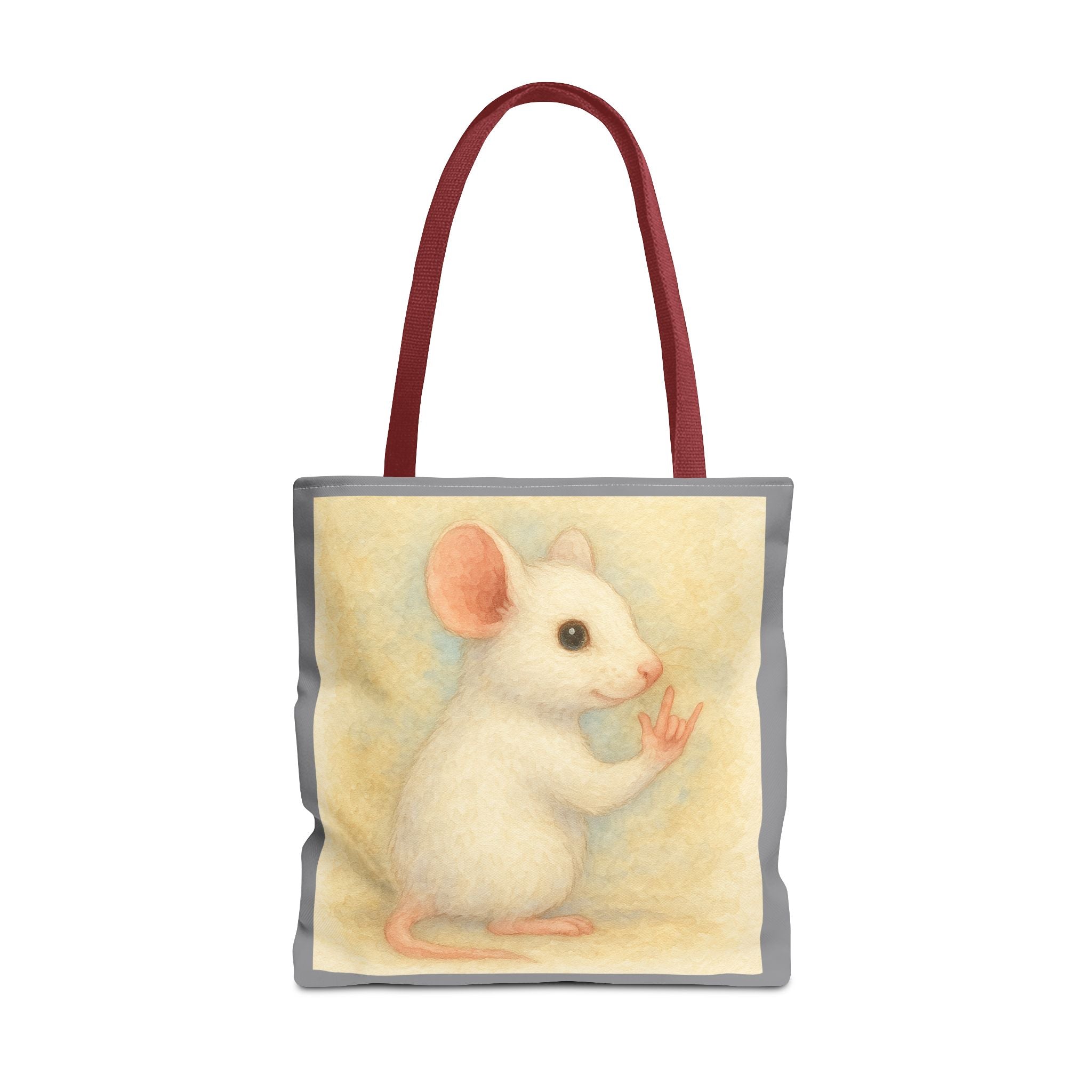 Tote Bag - White Mouse I Love You, Cute Animal Print, Carry-All Shoulder Bag, Reusable Shopping Tote, Gift for Animal Lovers