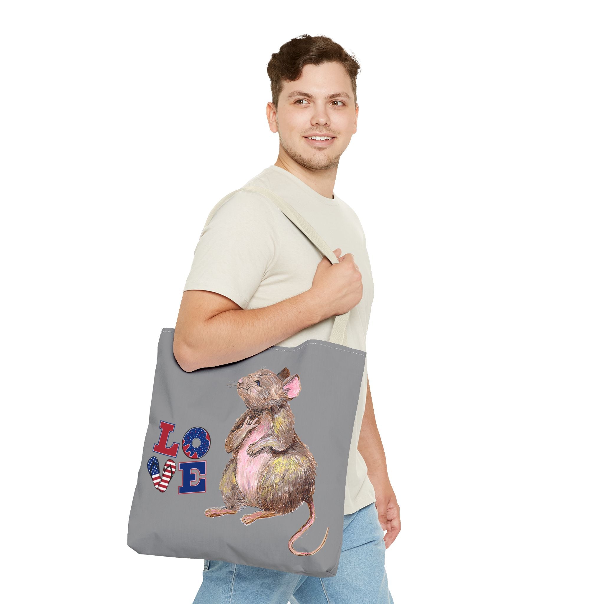 I Love You Mouse Patriotic LOVE Tote Bag | Mouse 1 | All-Over Print