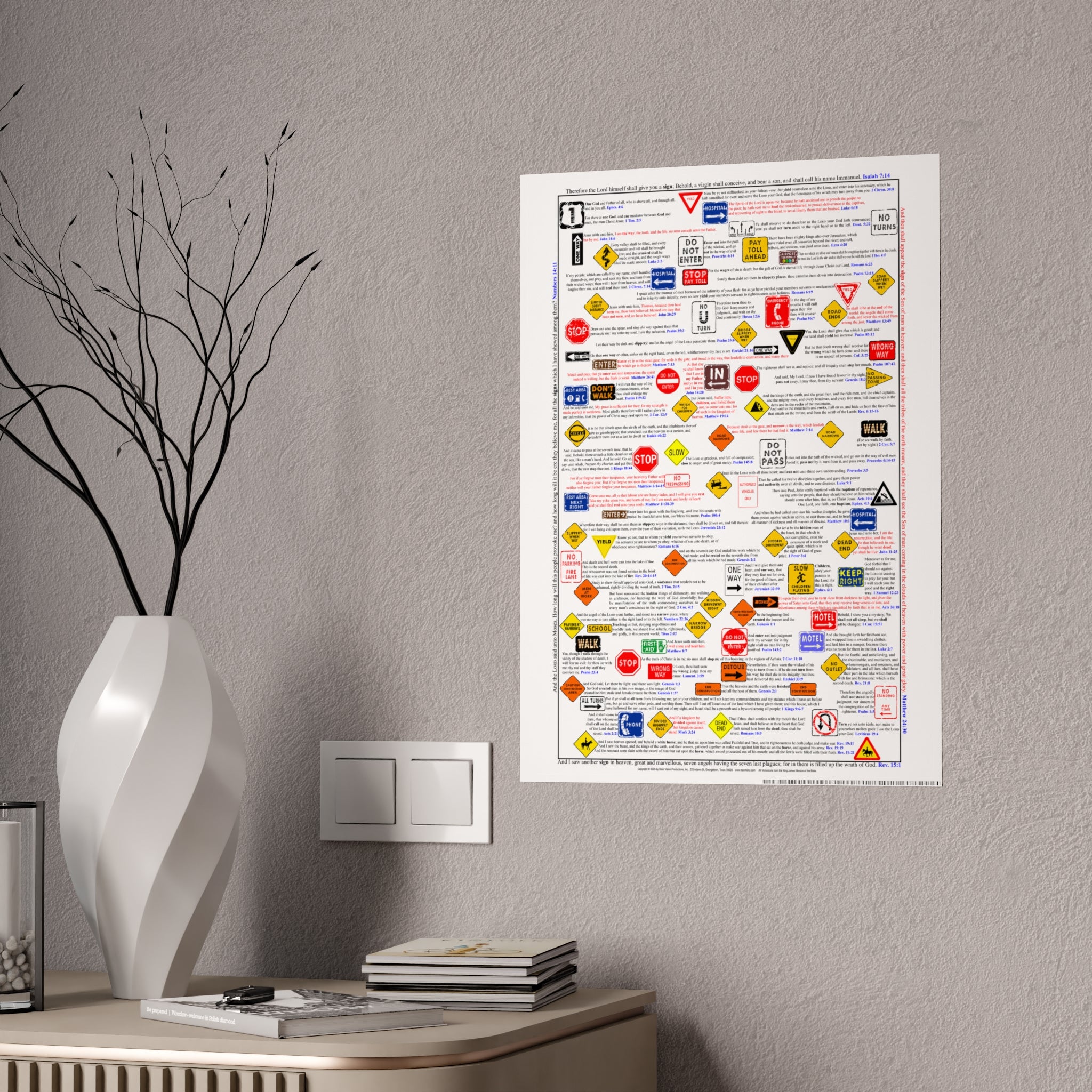 Road Signs of the Bible | 16.5"x23.4" | Traffic Signs with Related Bible Verse | Wall Art