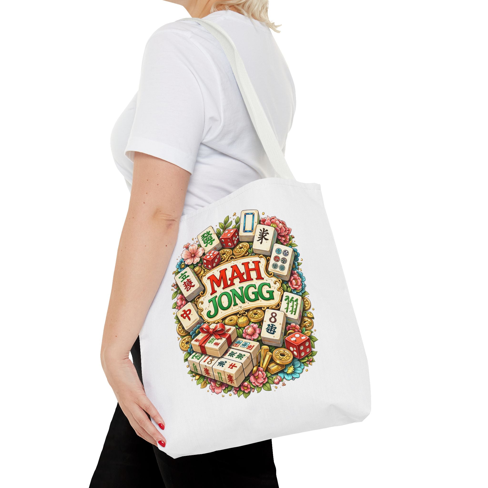 White American Mahjongg Tiles Tote Bag | All-Over Print Tote