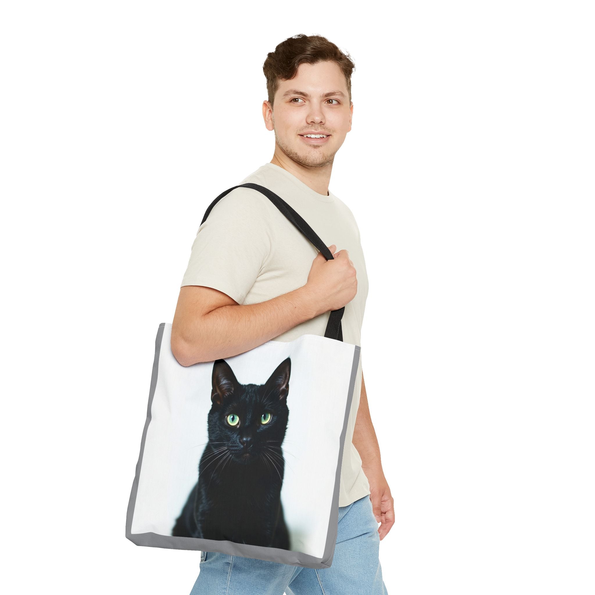 Tote Bag - Black Cat, Carry-All Shoulder Bag, Reusable Shopping Tote, Gift for Animal Lovers
