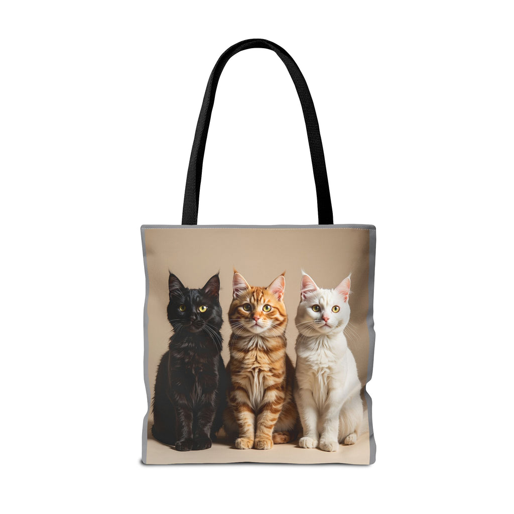 Tote Bag - Three Sitting Cats, Carry-All Shoulder Bag, Reusable Shopping Tote, Gift for Animal Lovers