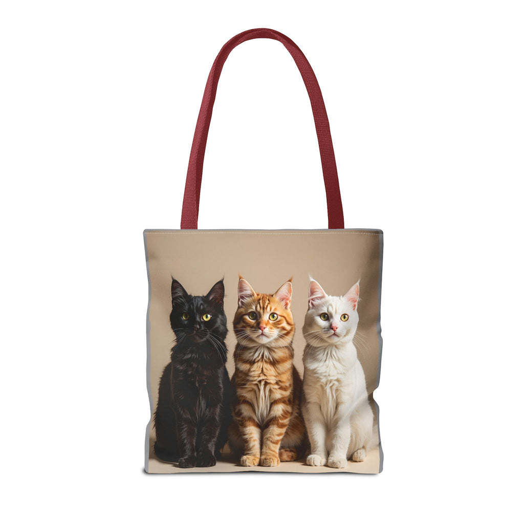 Tote Bag - Three Sitting Cats, Carry-All Shoulder Bag, Reusable Shopping Tote, Gift for Animal Lovers