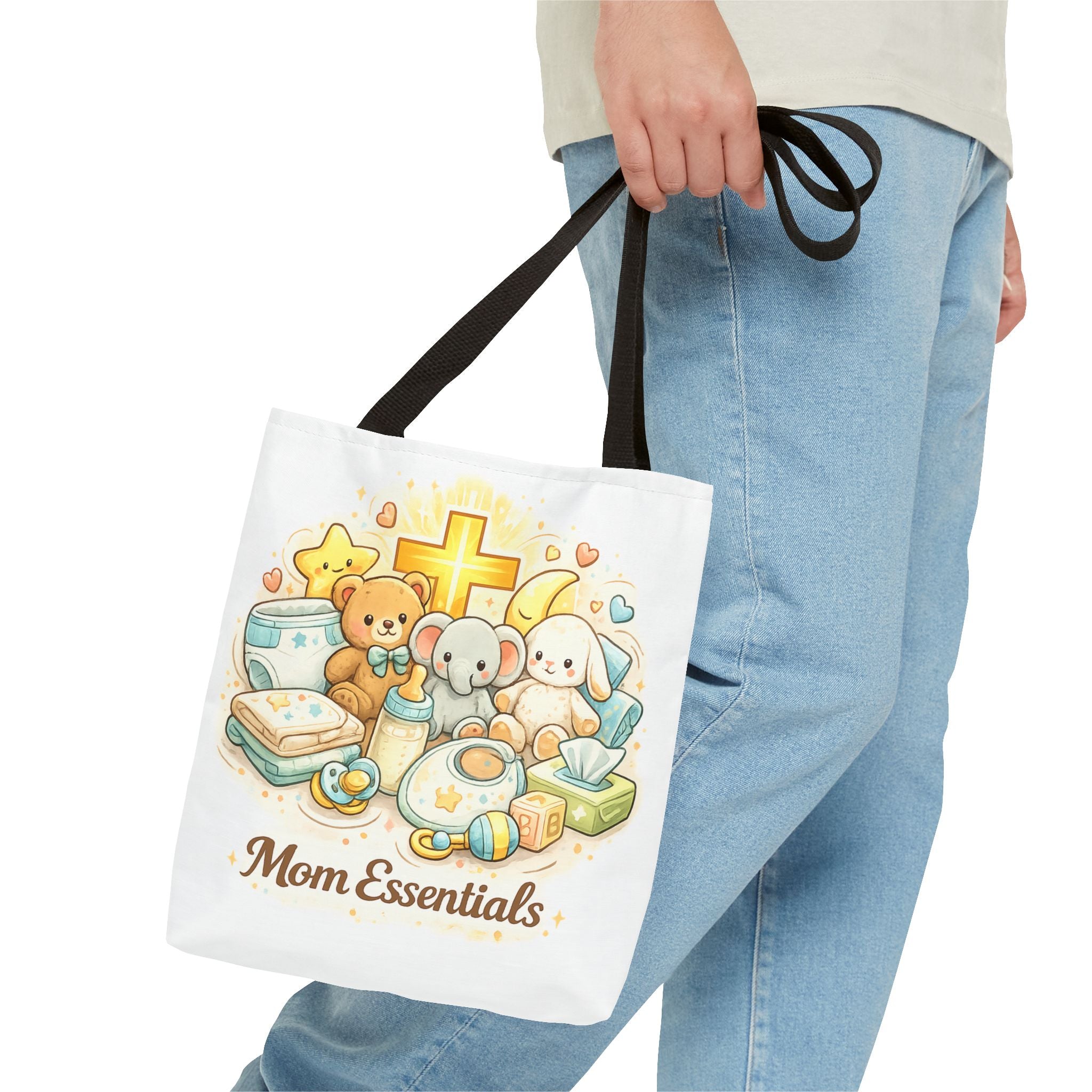 Mom Essentials White Tote Bag | All-Over Print Tote