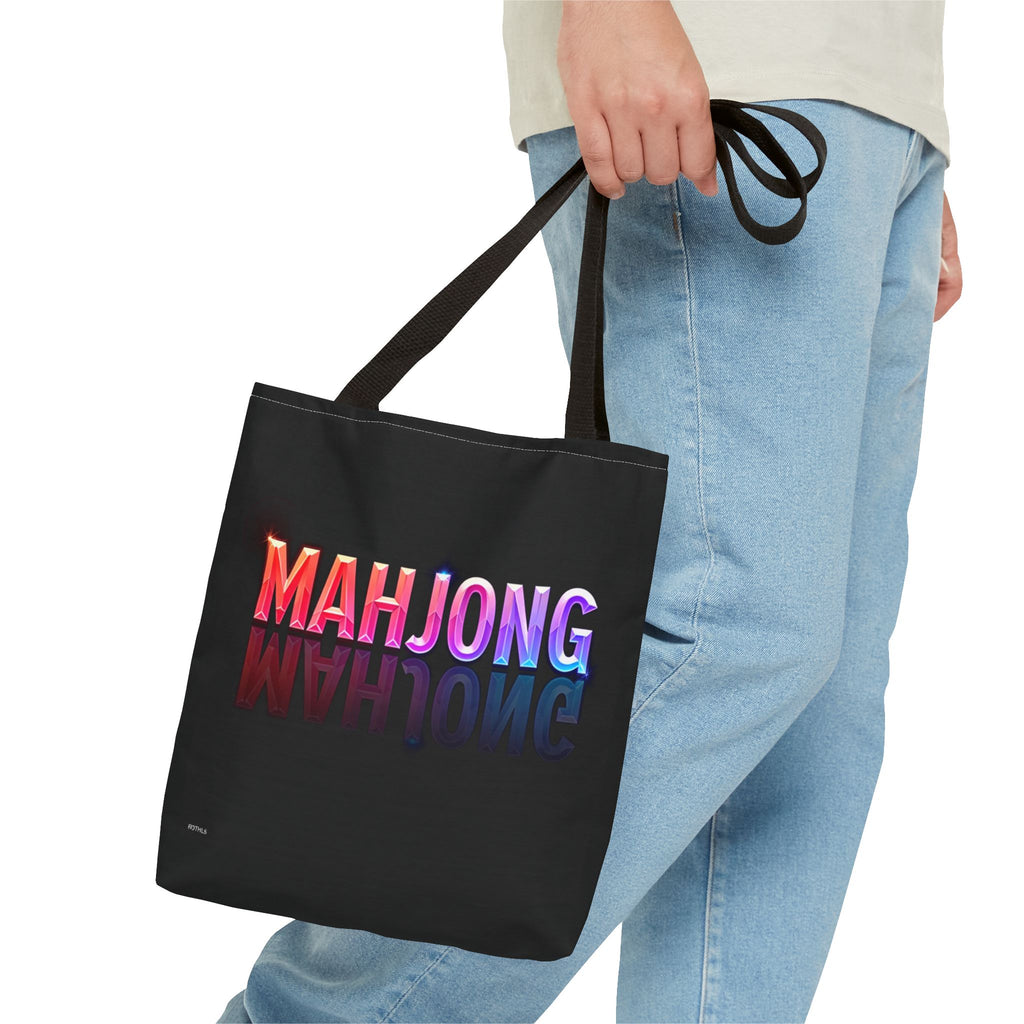 Black Mahjong Tiles Tote Bag | All-Over Print Tote