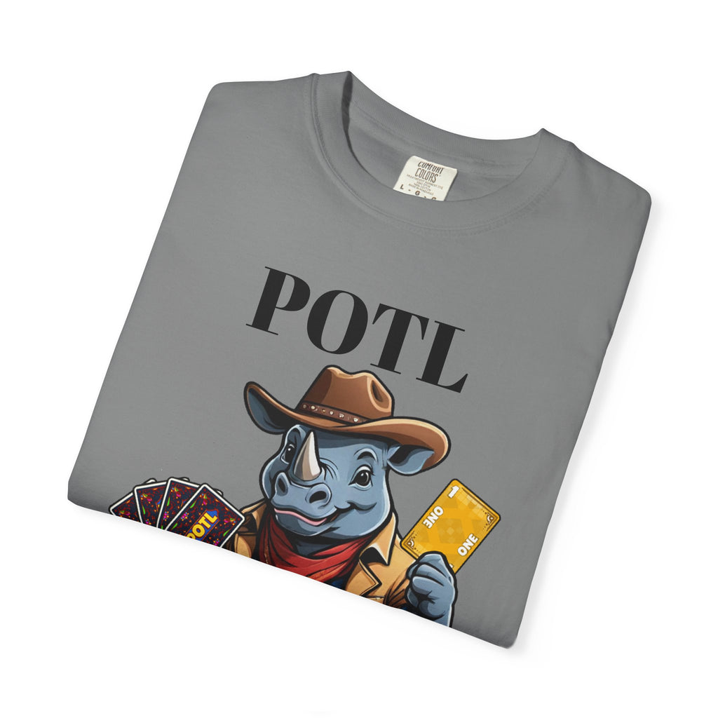 Cowboy Rhino POTL Mascot T-shirt | Board Game Character Tee