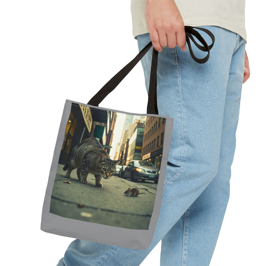 Cat and Mouse Tote Bag, Kitty Tote, Animal Print Bag, Cute Carryall, Canvas Shoulder Bag, Cat Lover Gift