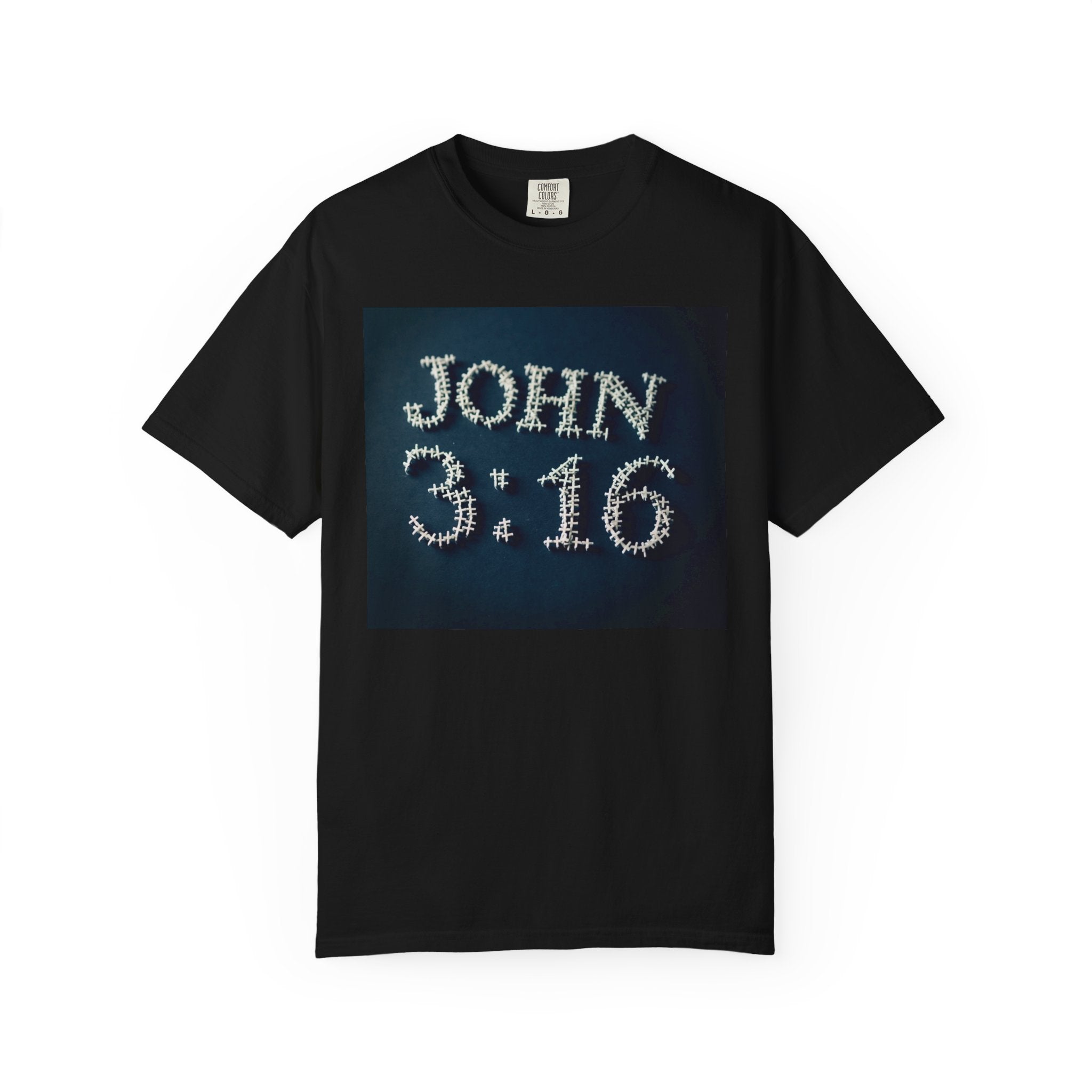 John 3:16 Scripture Cross Black T-shirt | Christian Bible Verse Tee