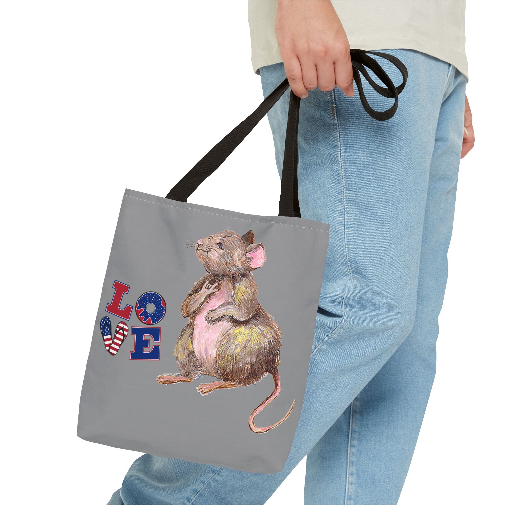 I Love You Mouse Patriotic LOVE Tote Bag | Mouse 1 AND Mouse 2 | All-Over Print