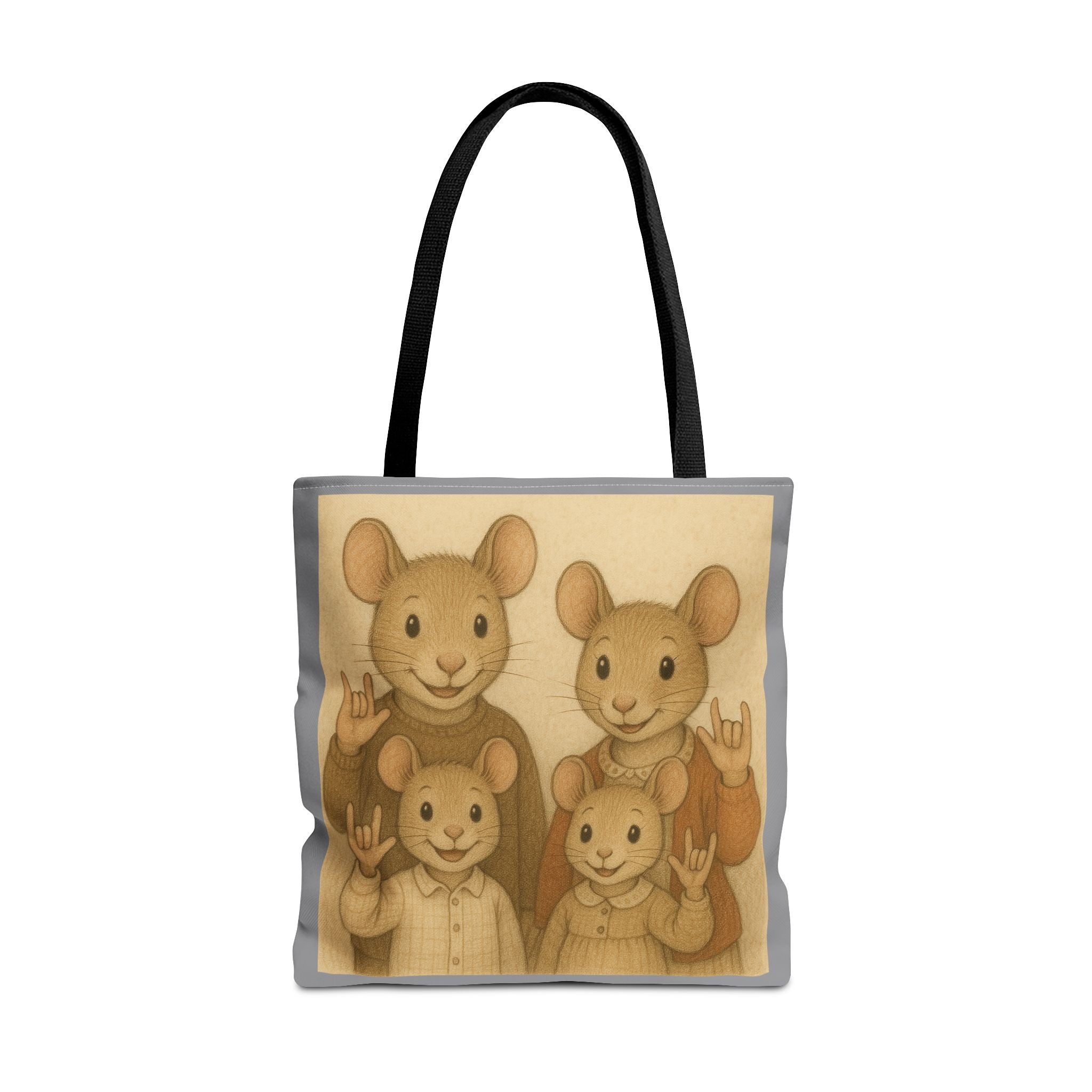 Tote Bag - Mouse Family I Love You, Cute Animal Print, Carry-All Shoulder Bag, Reusable Shopping Tote, Gift for Animal Lovers