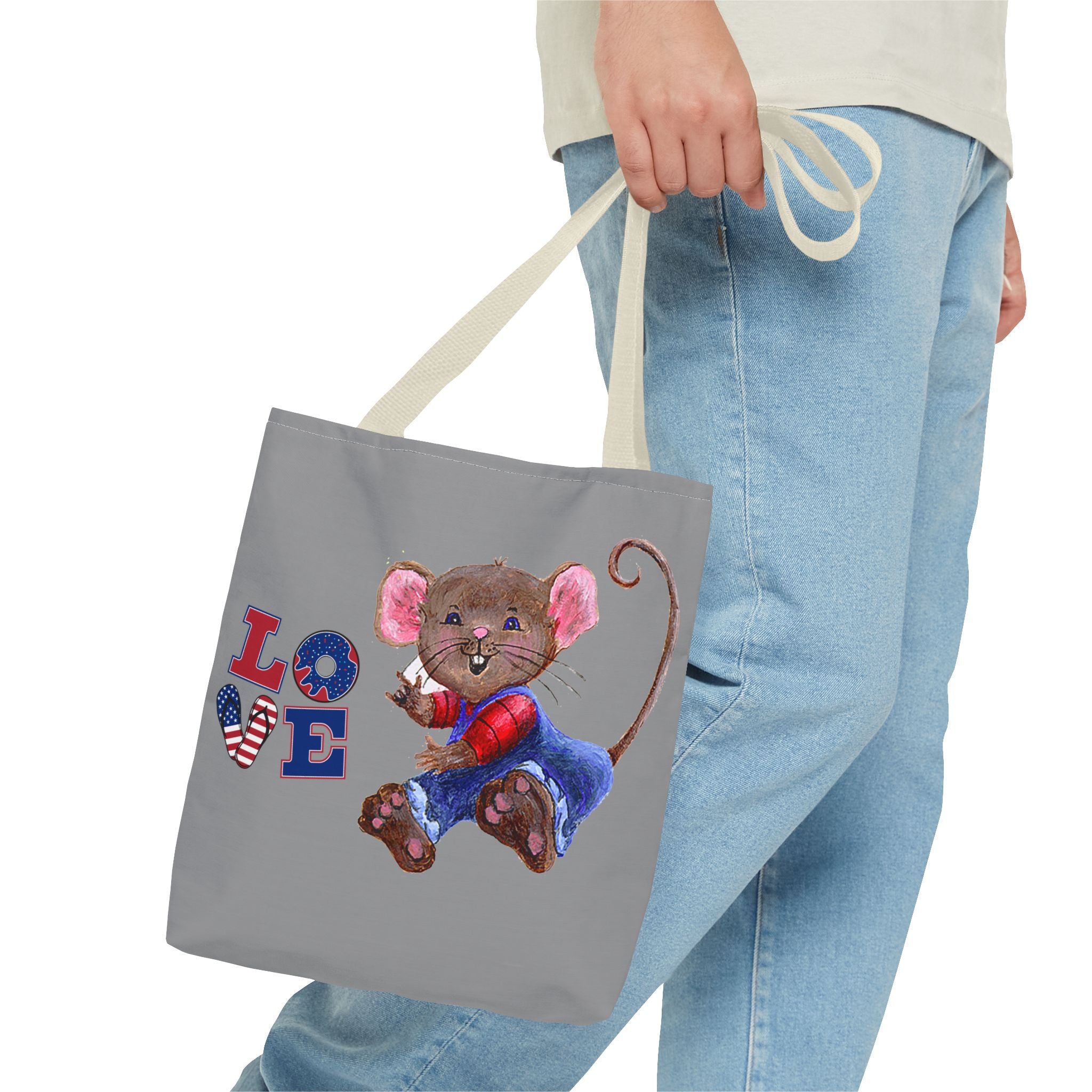 I Love You Mouse Patriotic LOVE Tote Bag | Mouse 2 | All-Over Print