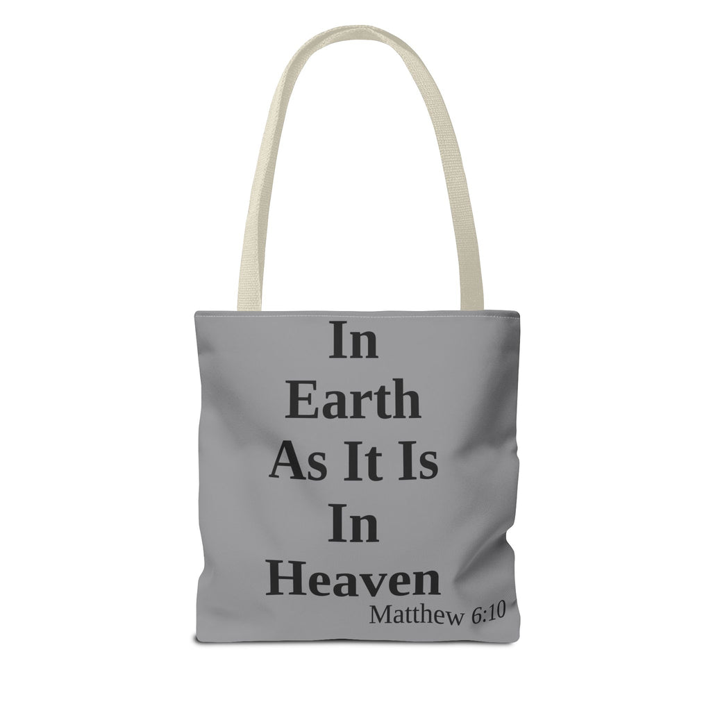 Home School Grey Tote Bag | Christian Faith Design | Matthew 6:10