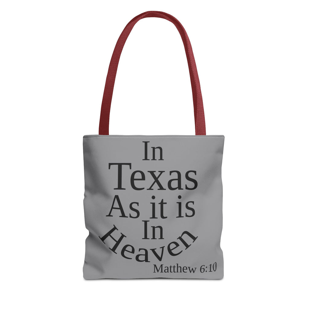 Personalized Grey Matthew 6:10 Bible Verse Tote Bag, City Or State | Market Grocery Book Craft Festival Outing, Lightweight Sturdy Polyester